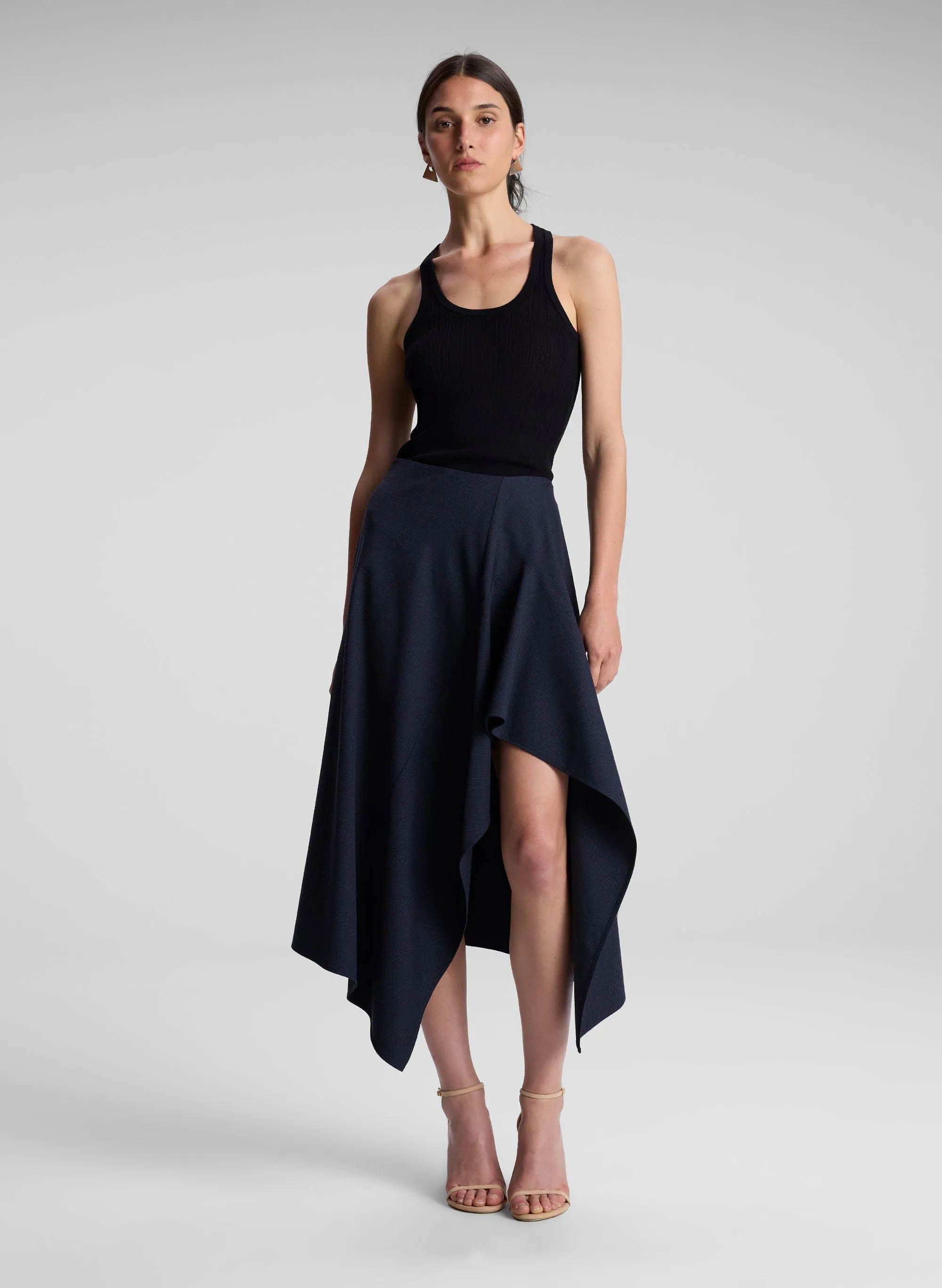 Navy Plaid Midi Skirt sold by A.L.C.