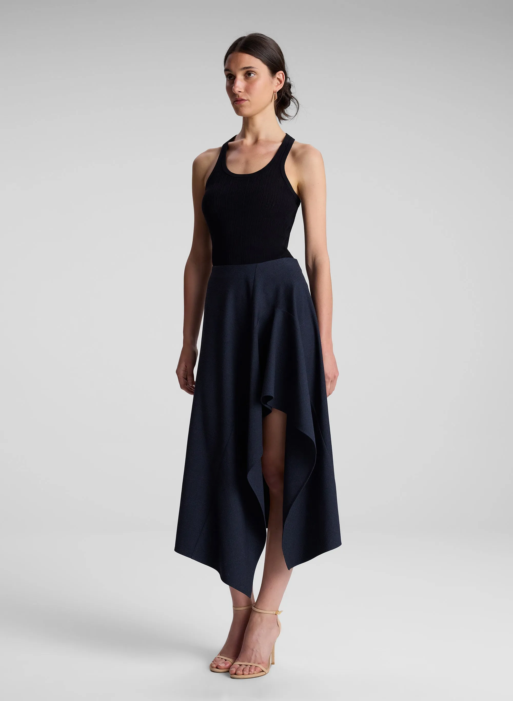 Navy Plaid Midi Skirt sold by A.L.C. product image thumbnail 3