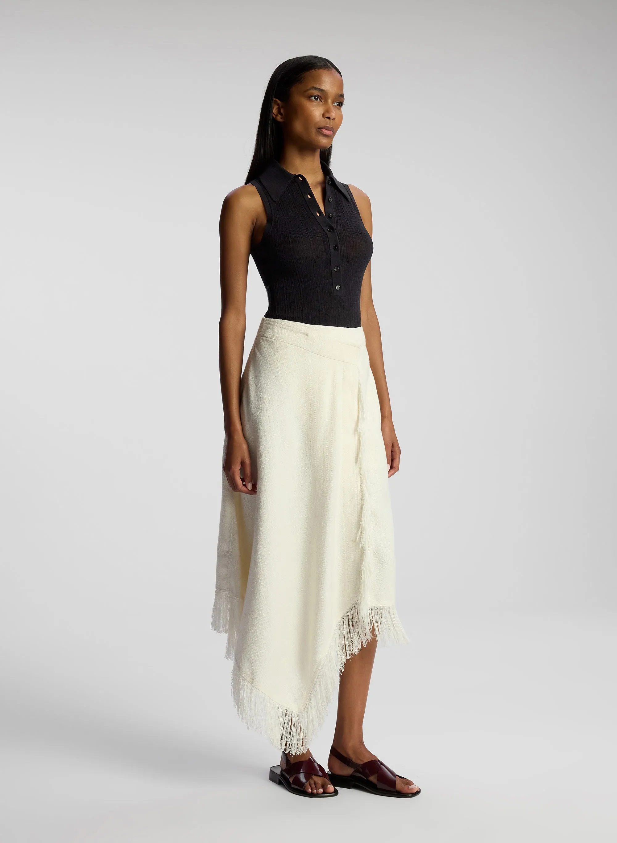 Amelie Fringe Wrap Midi Skirt sold by A.L.C. product image thumbnail 4