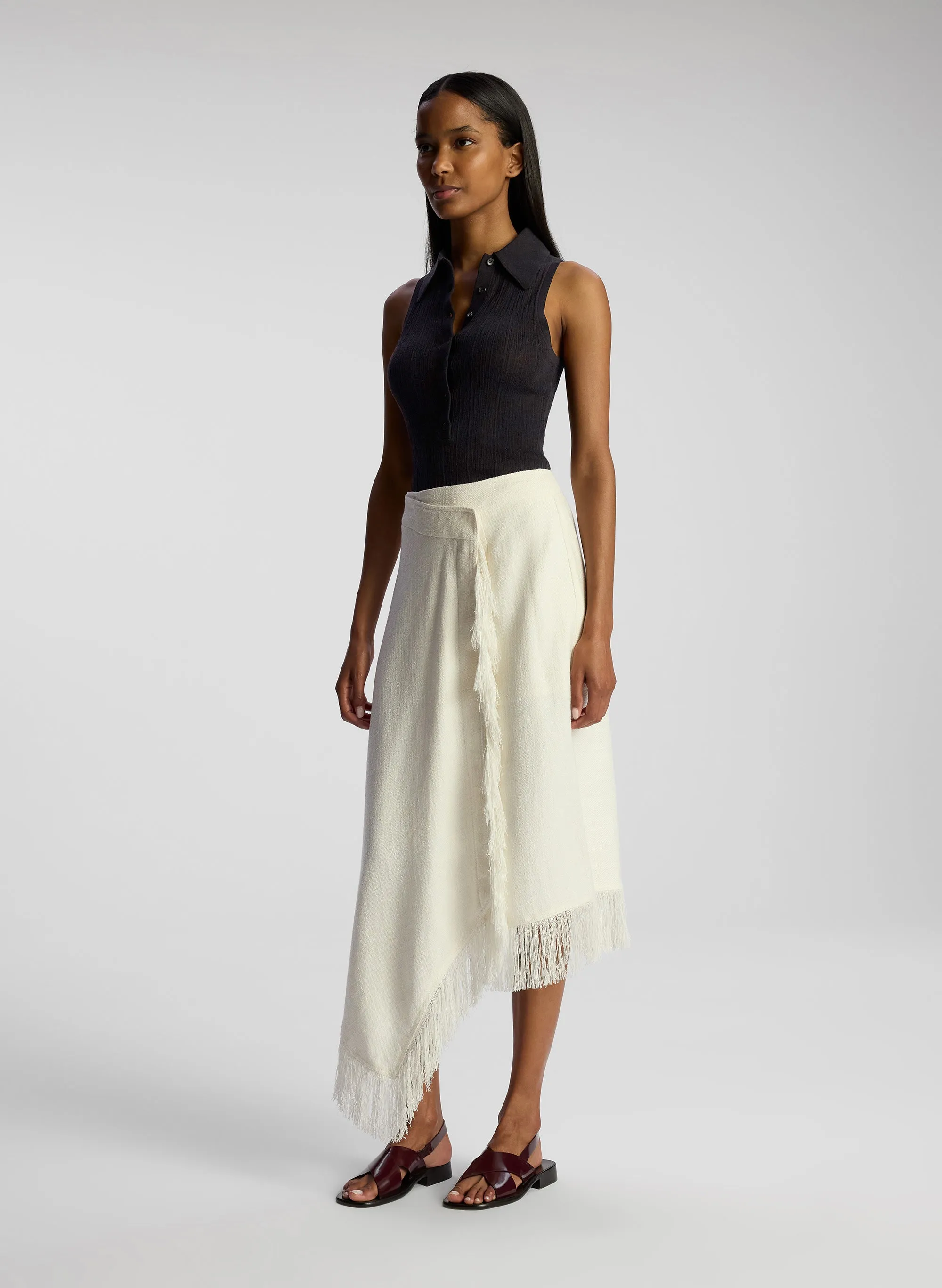 Amelie Fringe Wrap Midi Skirt sold by A.L.C. product image thumbnail 3