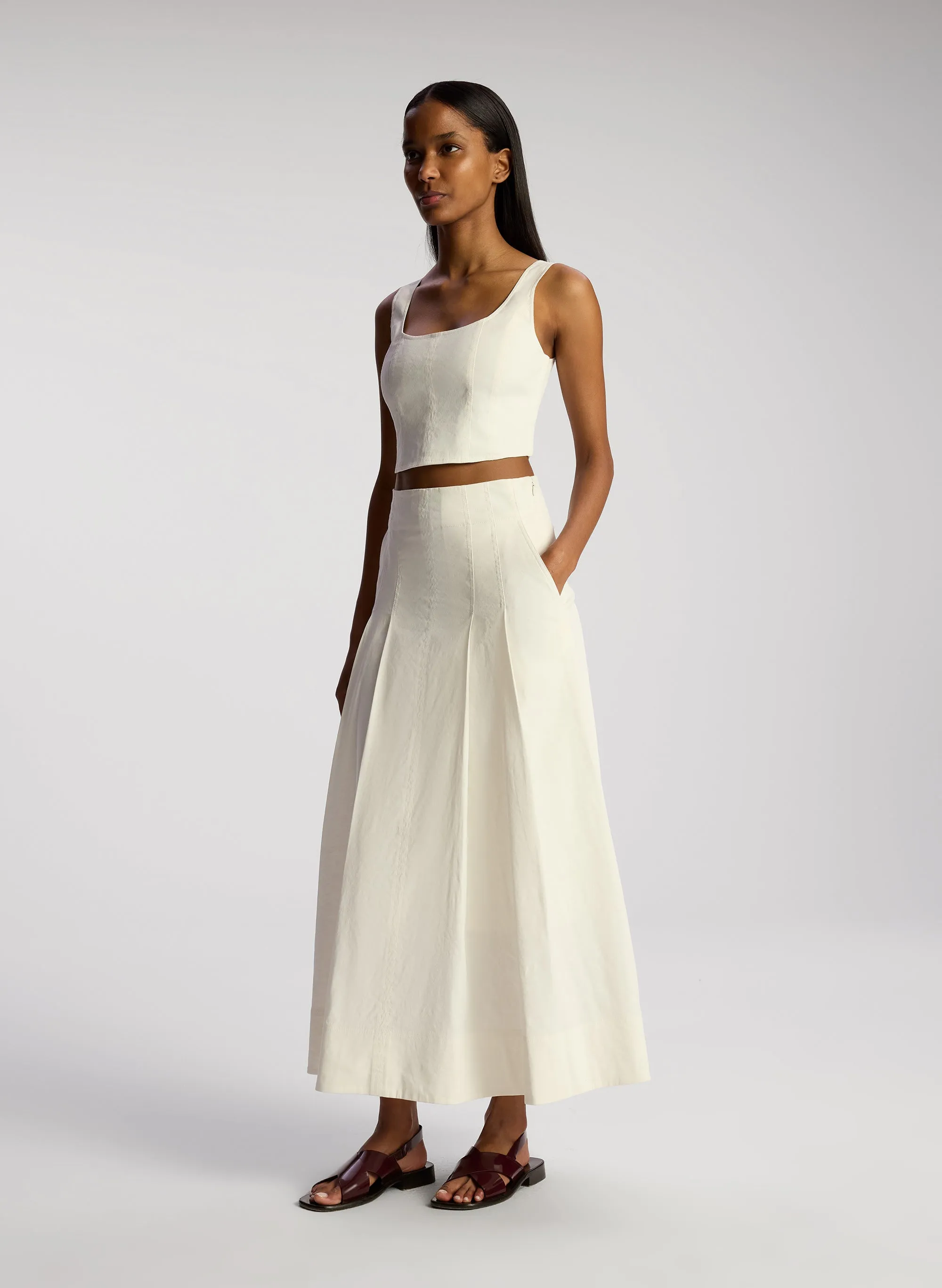 Eve Stretch Linen Midi Skirt sold by A.L.C. product image thumbnail 4