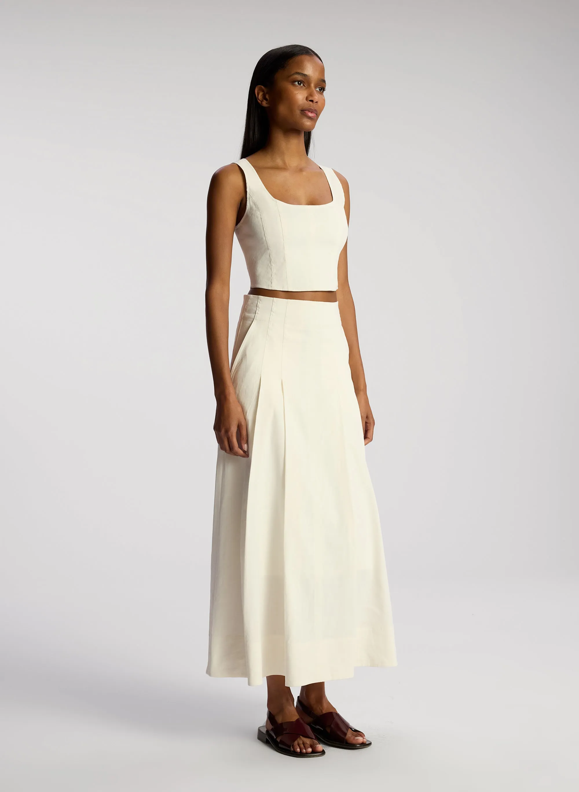 Eve Stretch Linen Midi Skirt sold by A.L.C. product image thumbnail 3