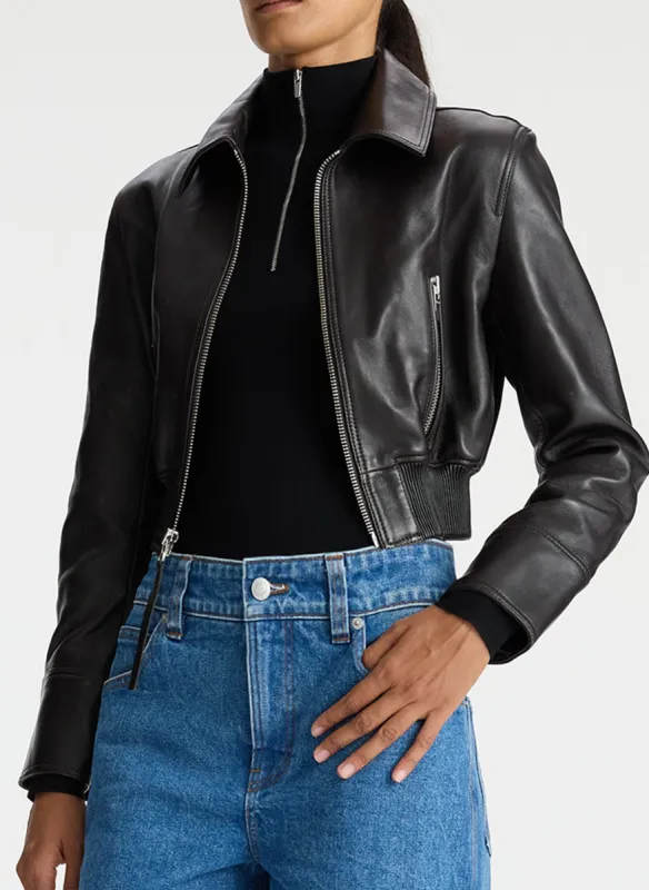 Harlow Cropped Leather Jacket made by A.L.C.