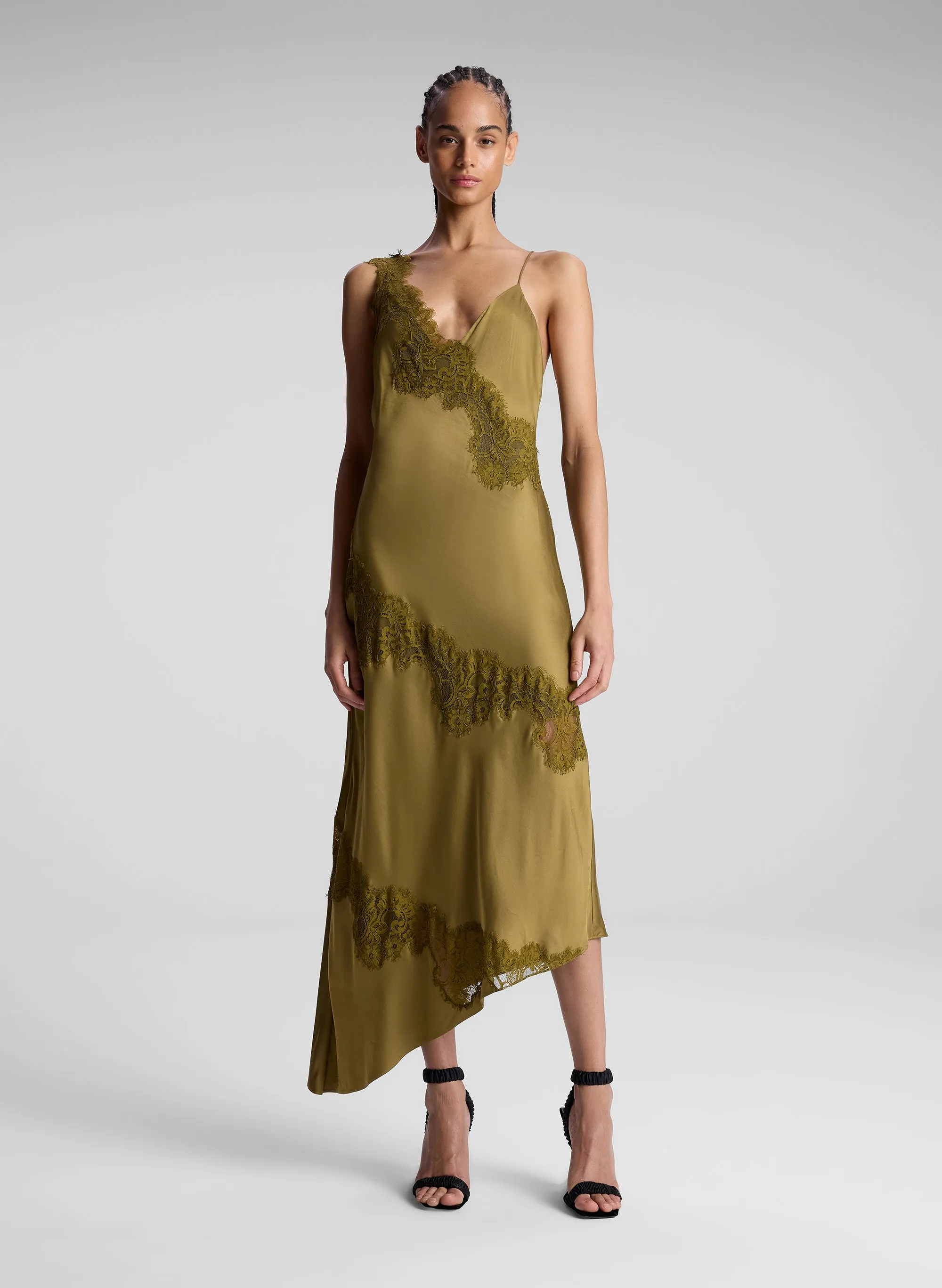 A.L.C. Stella Satin and Lace Midi Dress | Parallel