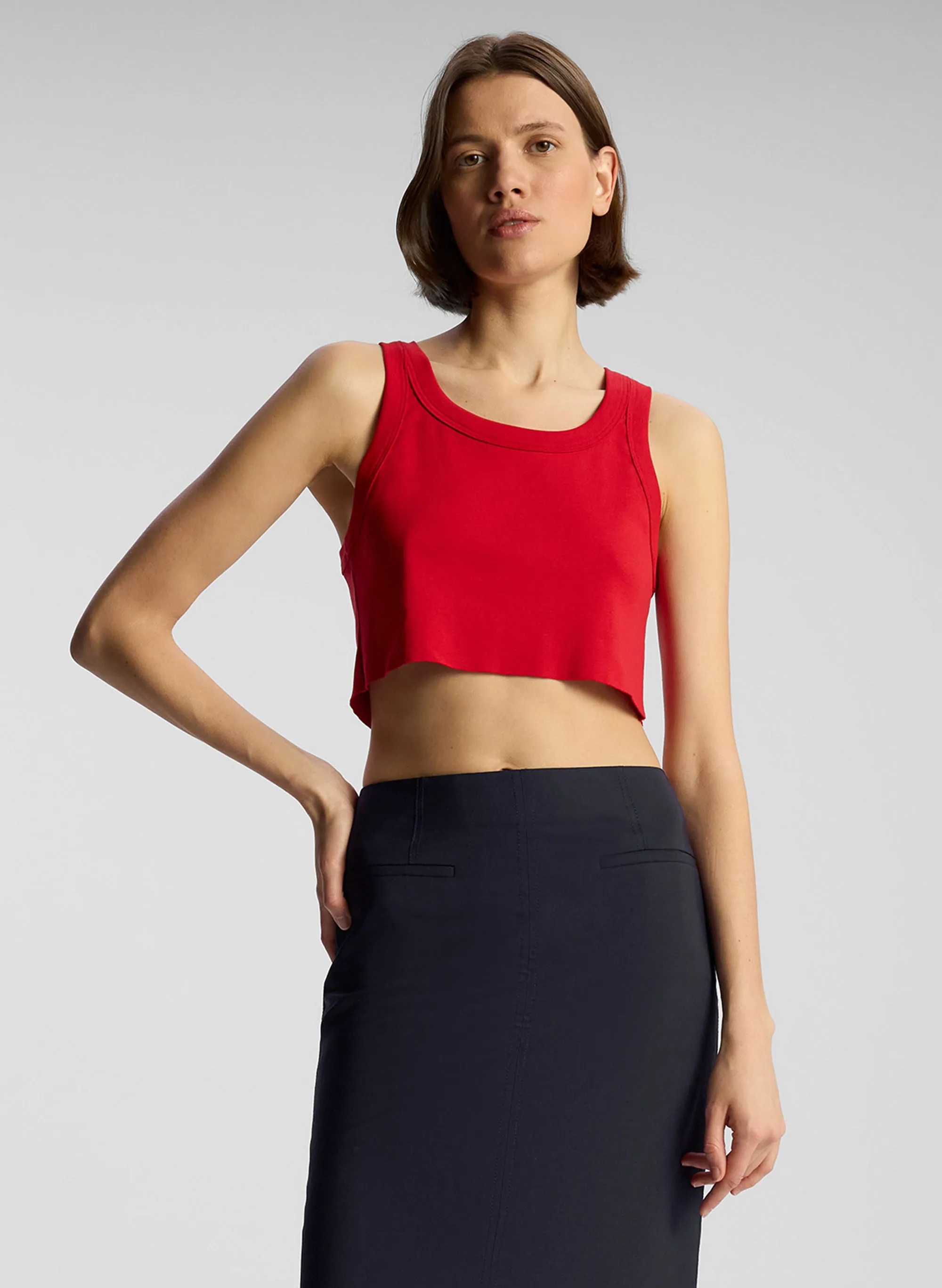 Halsey Cropped Cotton Rib Tank sold by A.L.C.