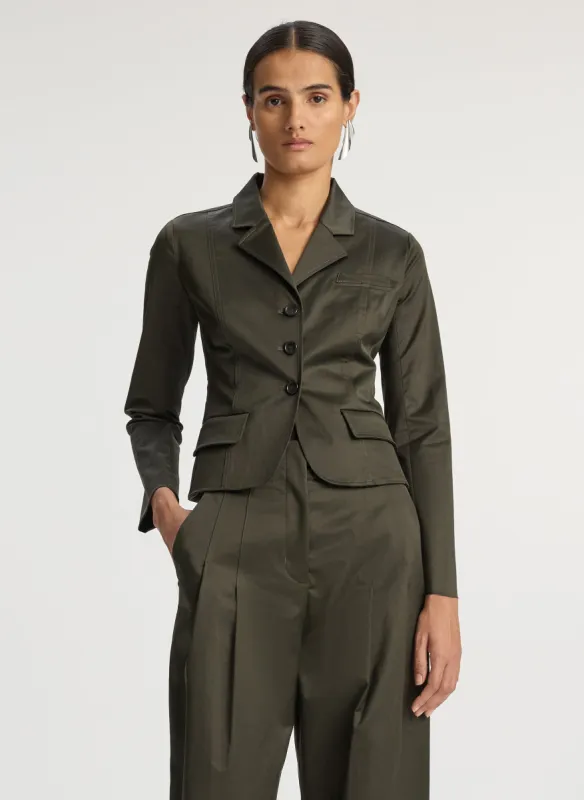 Fallon Sateen Shrunken Jacket sold by A.L.C.