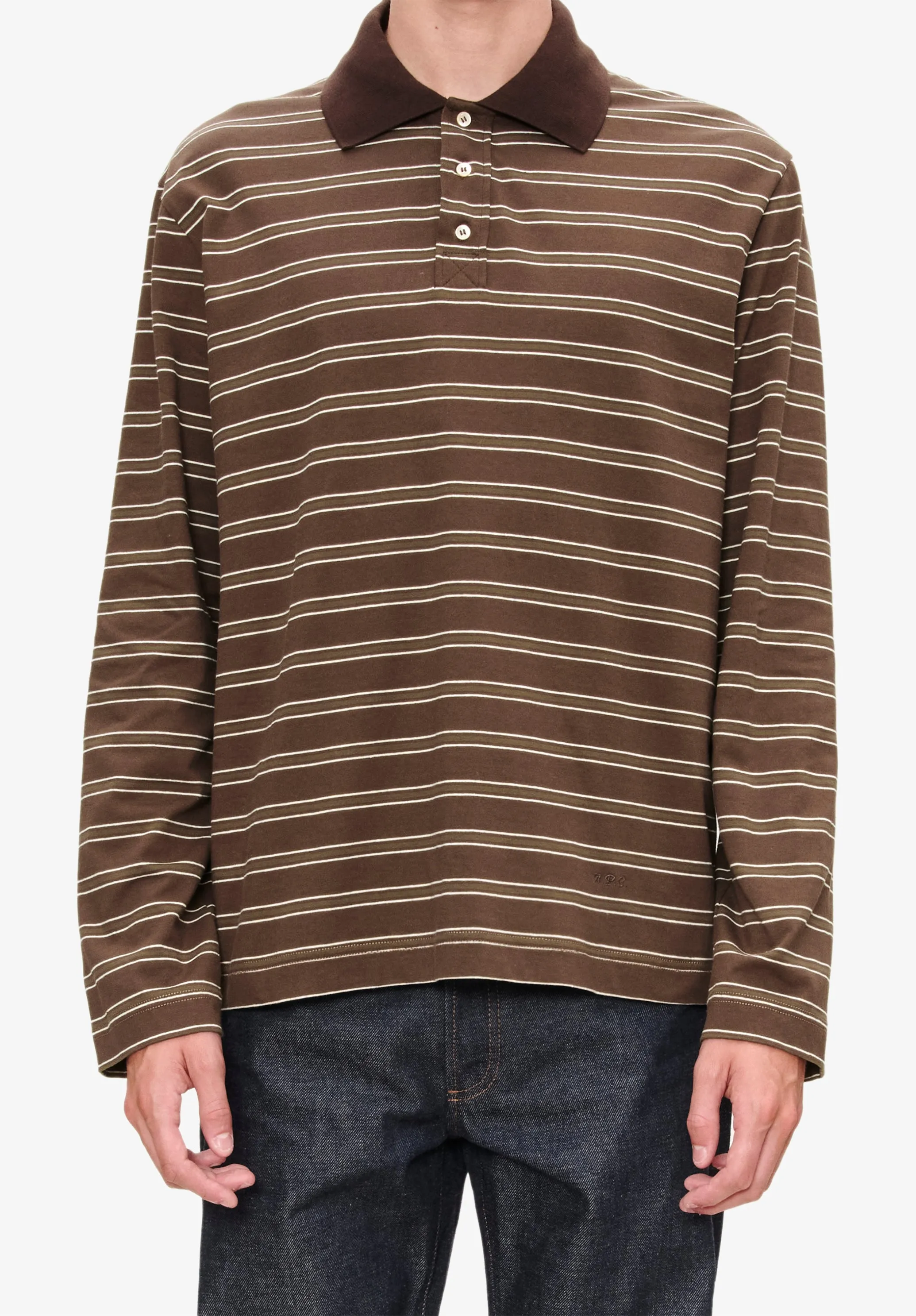 Long-sleeve striped polo shirt sold by A.P.C. product image thumbnail 4
