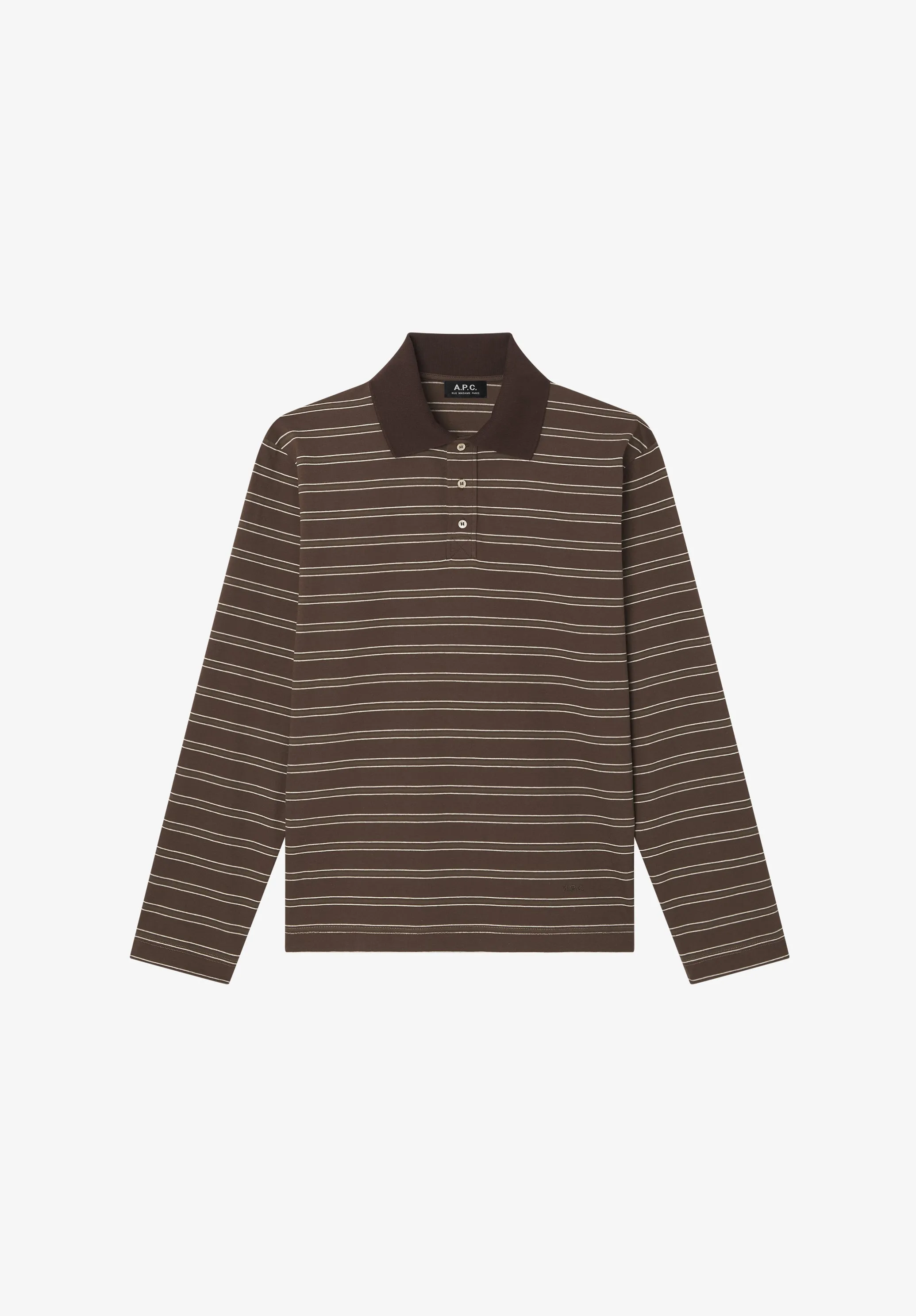 Long-sleeve striped polo shirt sold by A.P.C. product image thumbnail 2