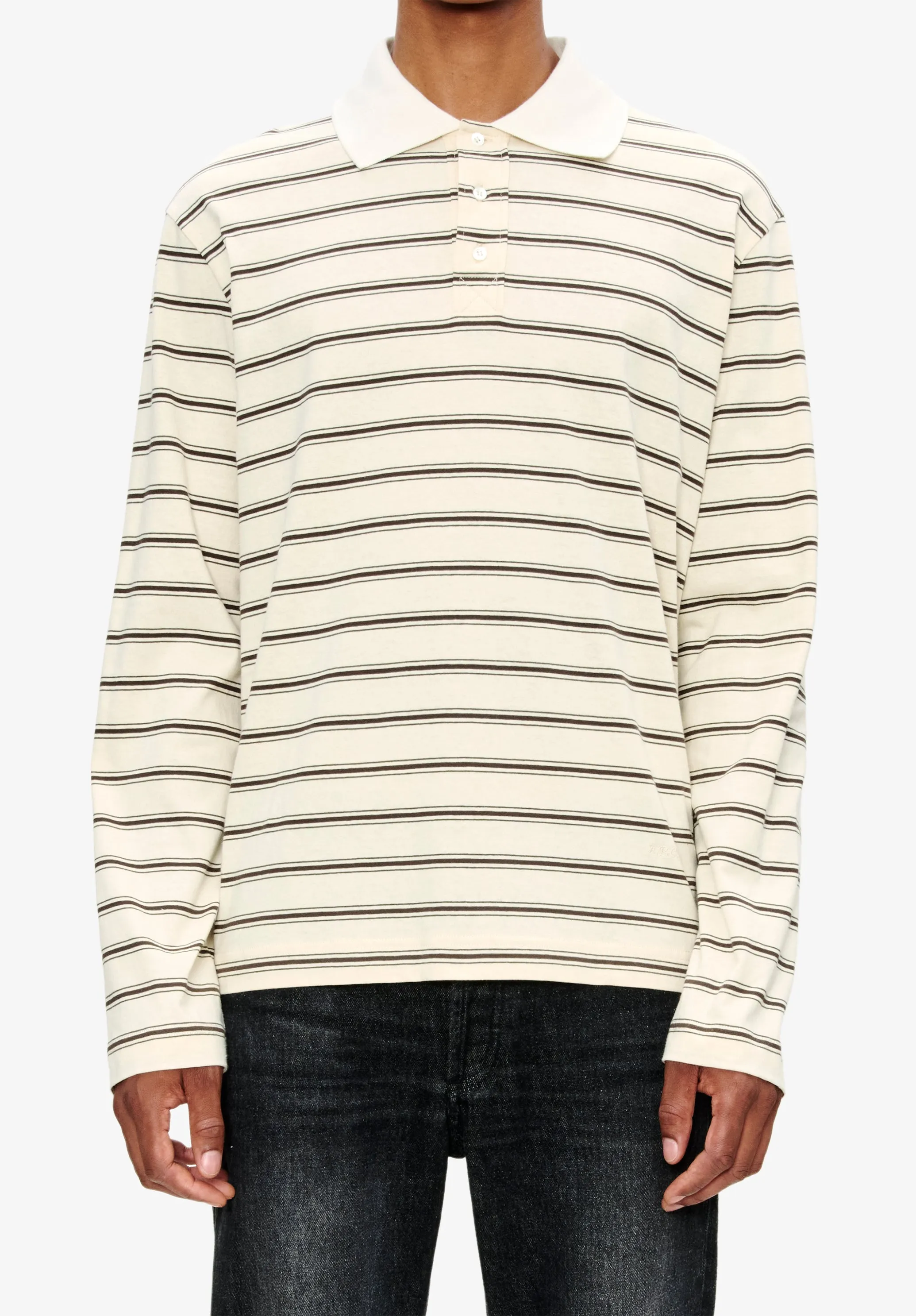 Long-sleeve striped polo shirt sold by A.P.C. product image thumbnail 4