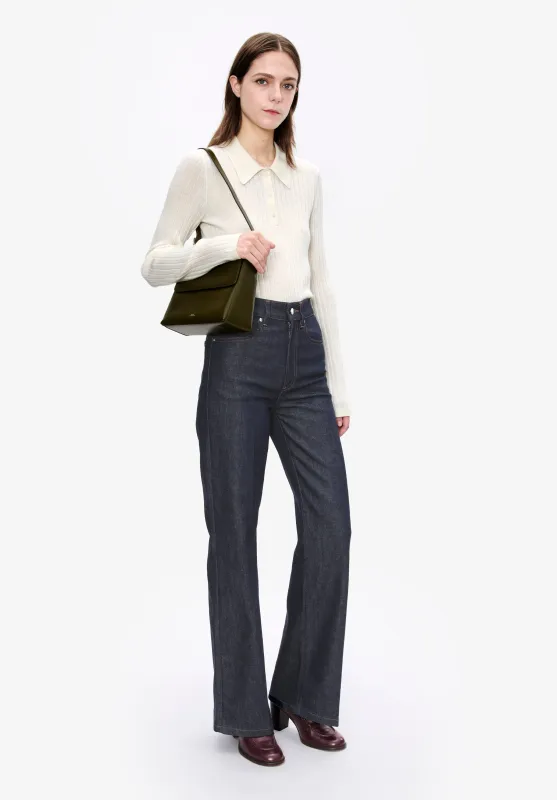 Narrow-rib sweater with polo shirt collar sold by A.P.C.