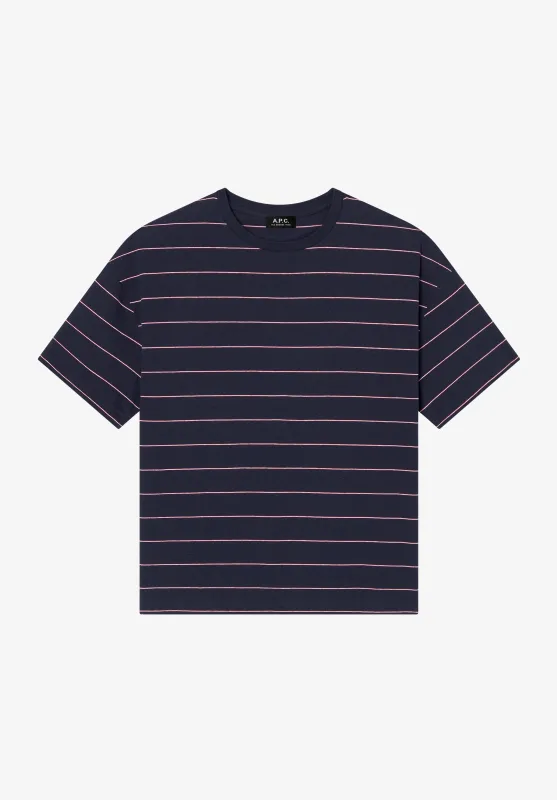 Loose T-Shirt With Pink Stripes made by A.P.C.