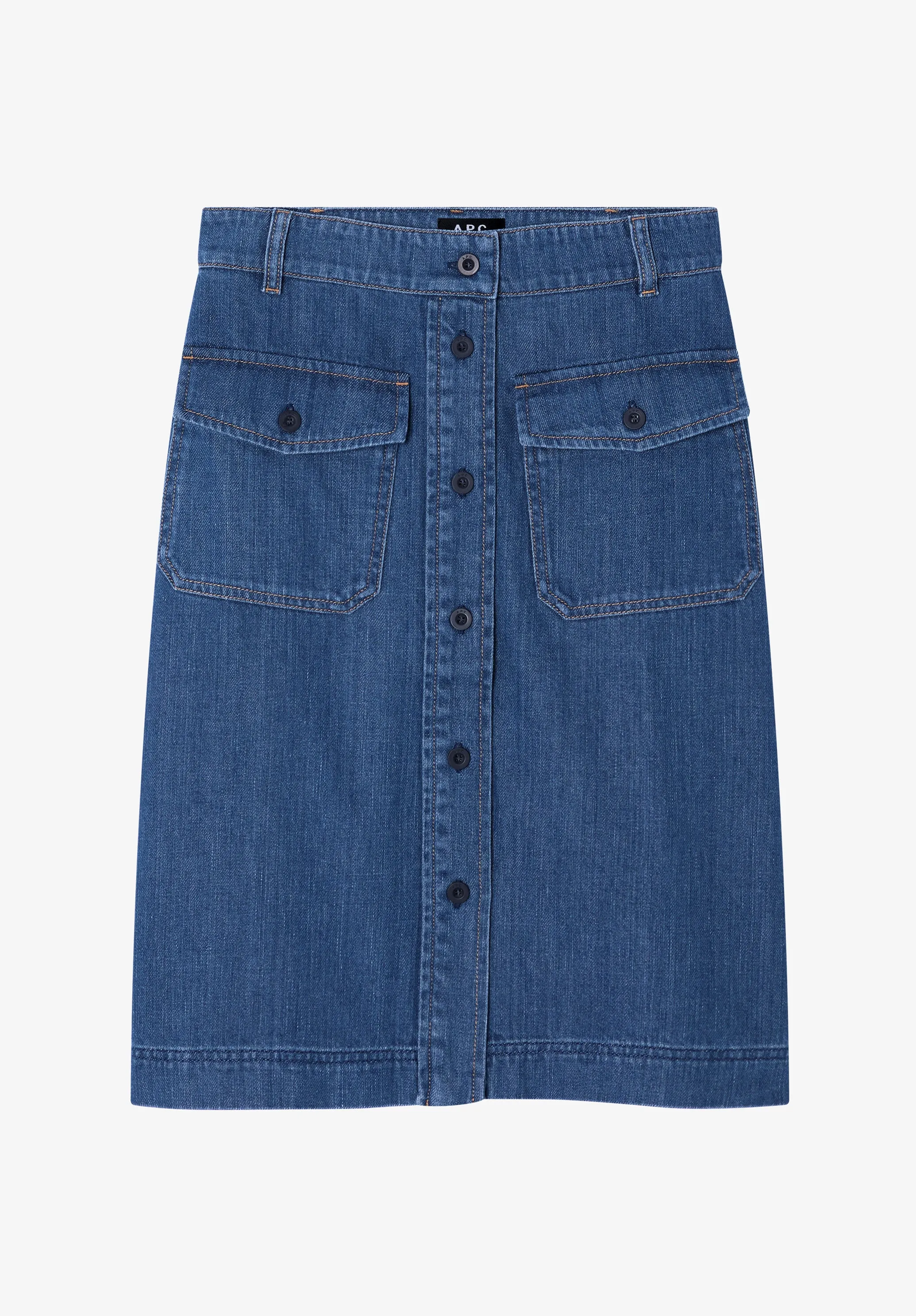 Faded Denim Skirt With Pockets sold by A.P.C.