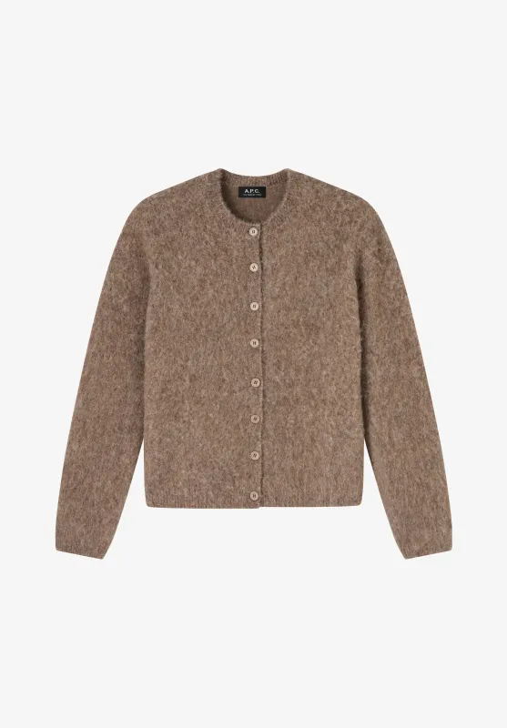 Marion Cardigan - Taupe alpaca wool cardigan made by A.P.C.