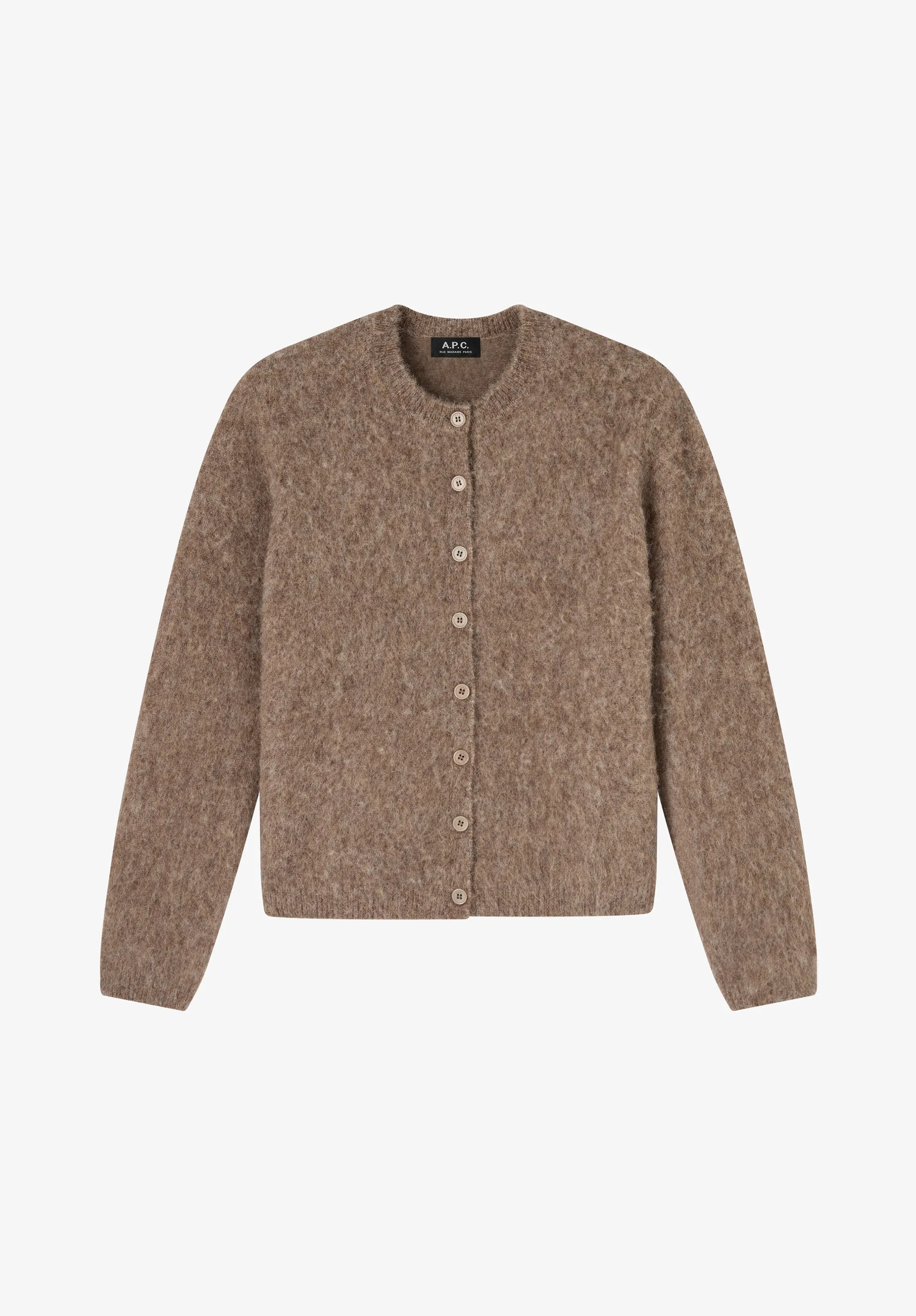 Marion Cardigan - Taupe alpaca wool cardigan sold by A.P.C.