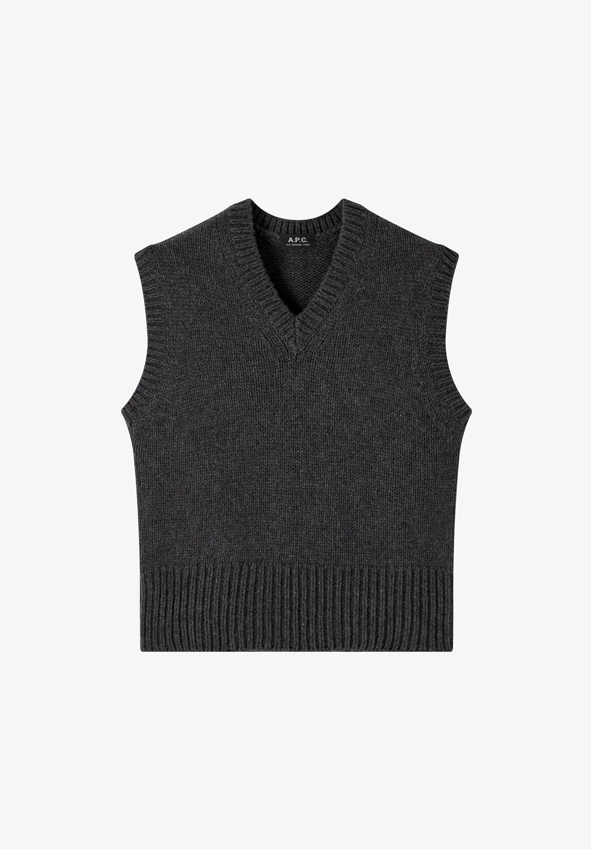 Vicky Sweater - Sleeveless charcoal gray wool sweater sold by A.P.C.