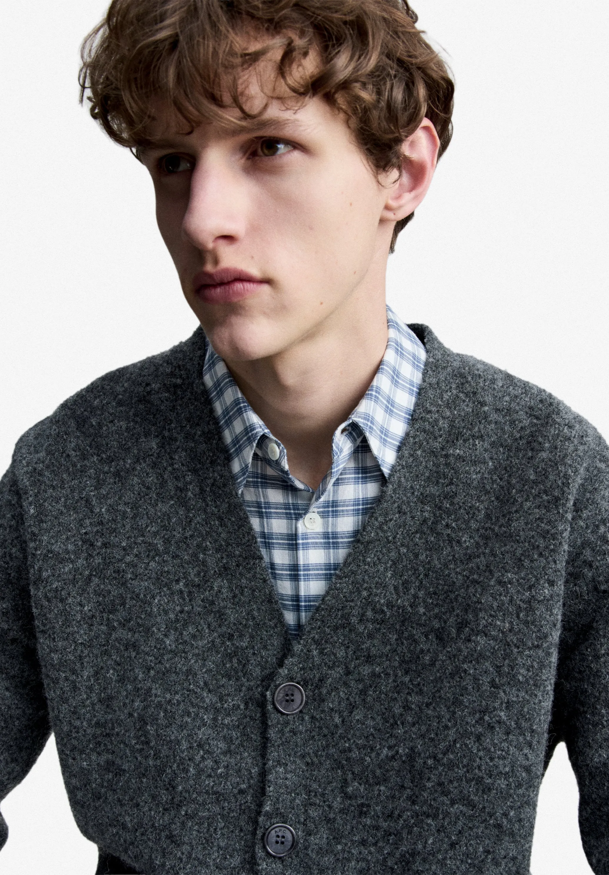 Pierre Cardigan - Charcoal gray alpaca wool cardigan sold by A.P.C. product image thumbnail 4