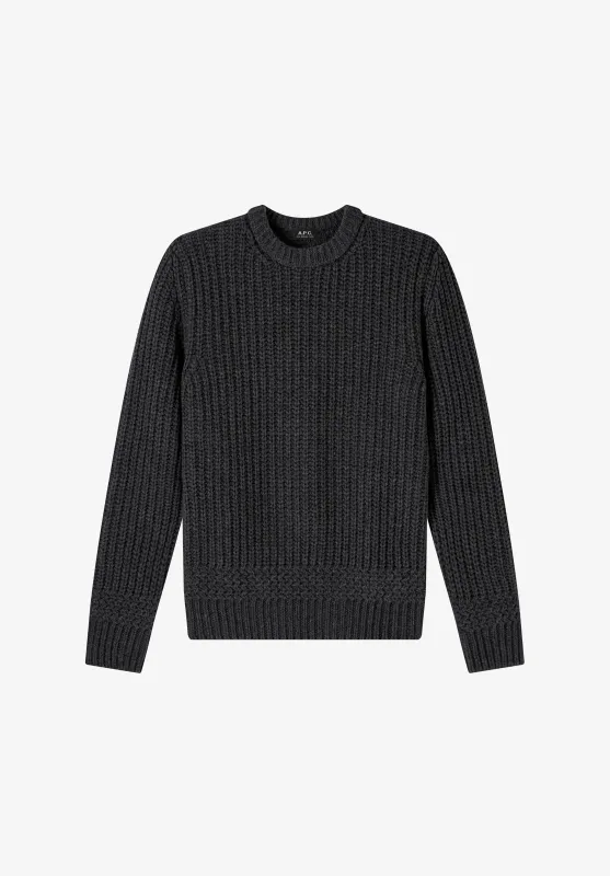 Ron Sweater - Charcoal gray sweater in recycled wool made by A.P.C.