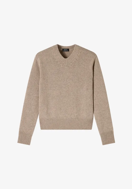 Violette Sweater - Taupe sweater in recycled wool made by A.P.C.
