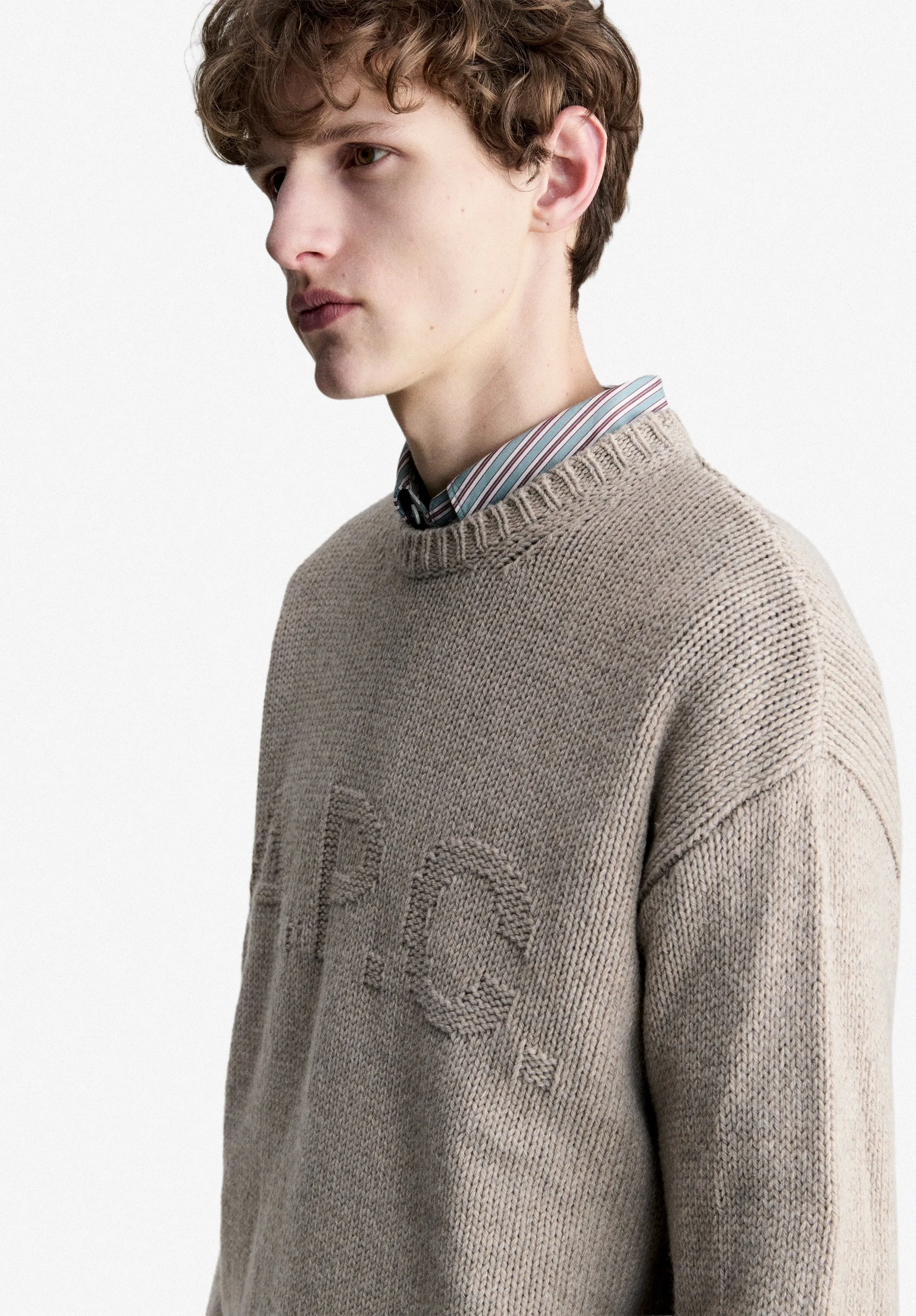 George Sweater - Taupe sweater with tone-on-tone A.P.C. logo sold by A.P.C. product image thumbnail 5