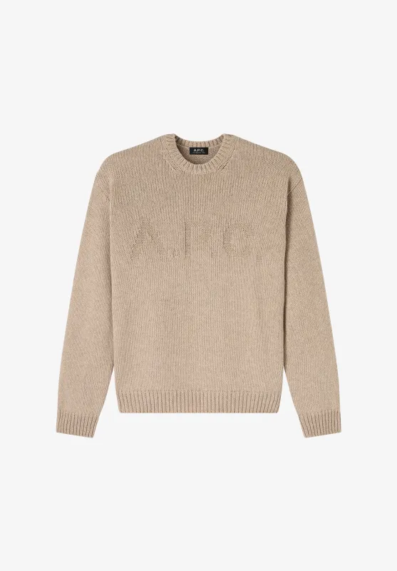 George Sweater - Taupe sweater with tone-on-tone A.P.C. logo made by A.P.C.
