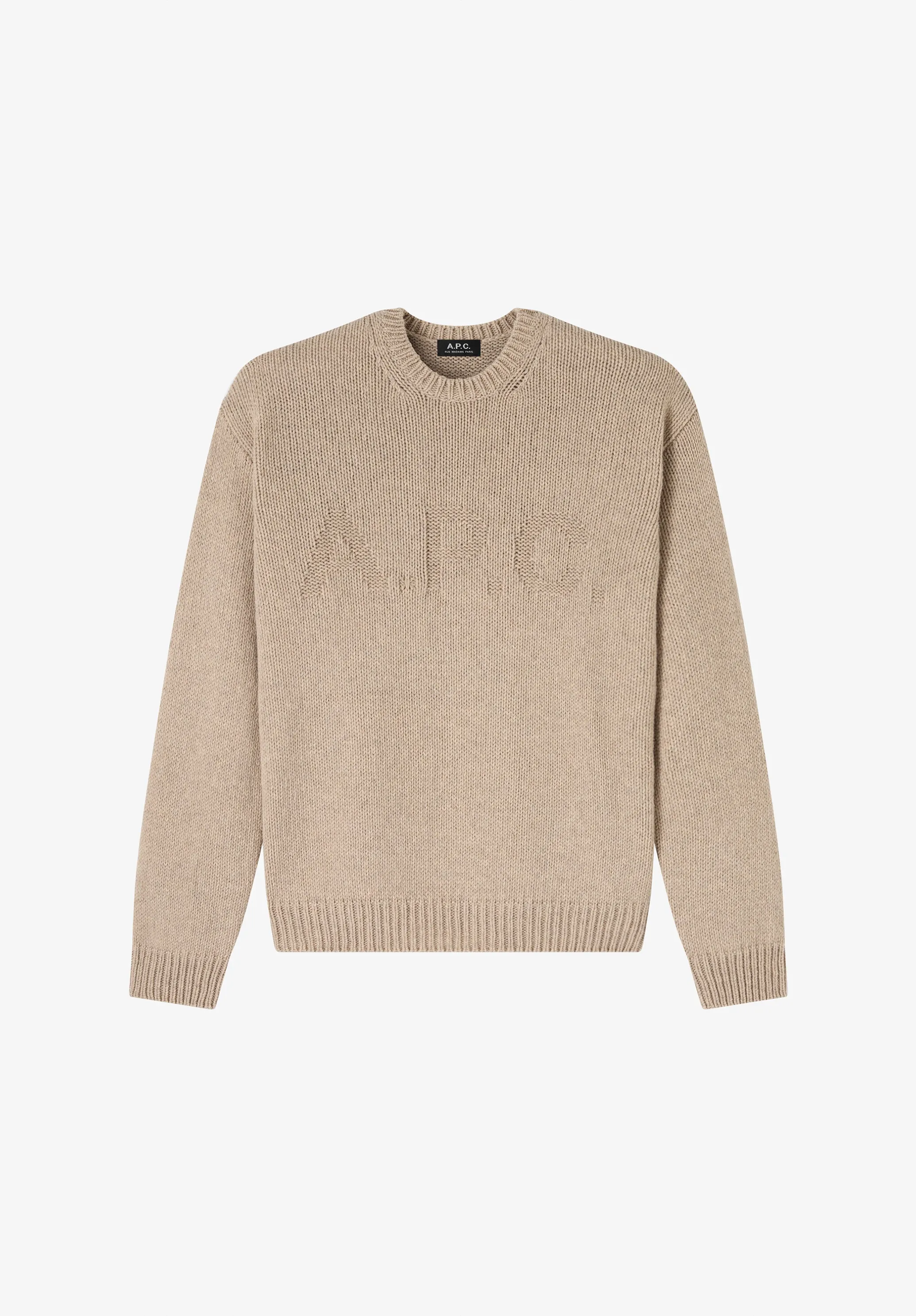 George Sweater - Taupe sweater with tone-on-tone A.P.C. logo sold by A.P.C.