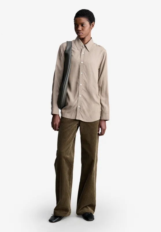 Kayla Shirt - Flowing brown striped shirt made by A.P.C.