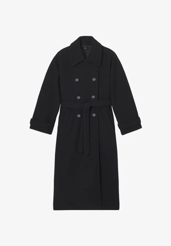 Lea Coat - Oversized black coat in boiled Italian wool made by A.P.C.