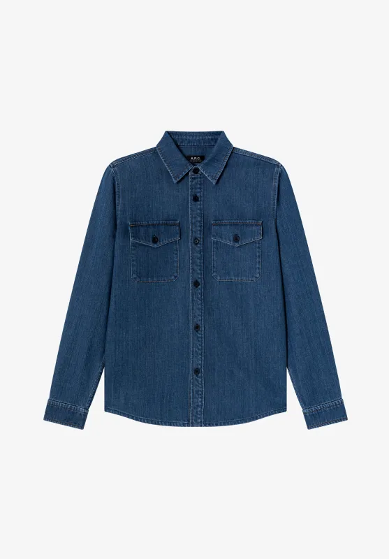Faded Denim Overshirt With Pockets made by A.P.C.