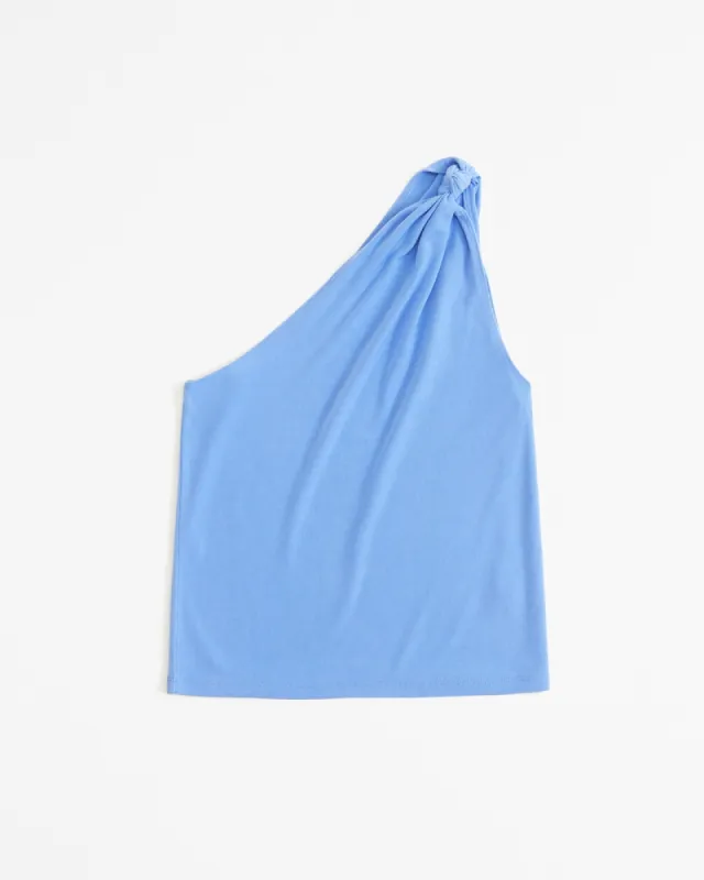 Asymmetrical Glossy Rib Knotted Top sold by Abercrombie & Fitch