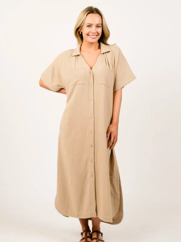 Kherington Maxi Shirt Dress made by Able