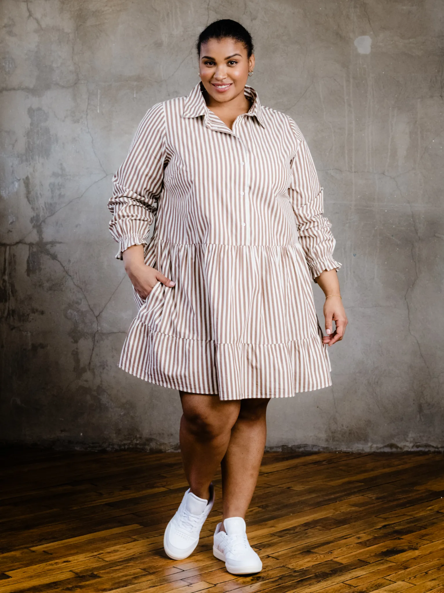 Aleesha Tiered Mini Shirtdress sold by Able product image thumbnail 4
