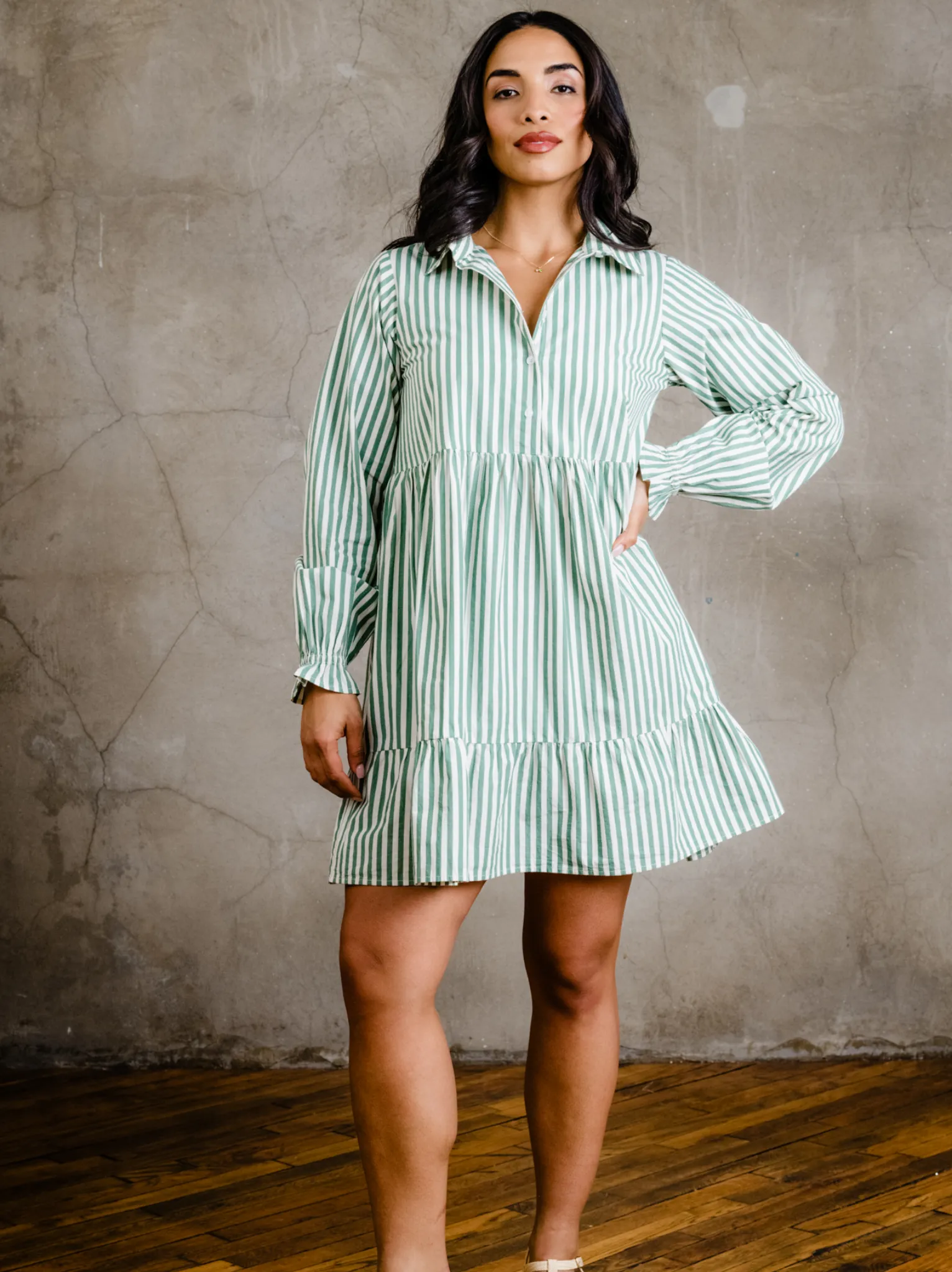 Aleesha Tiered Mini Shirtdress sold by Able product image thumbnail 5