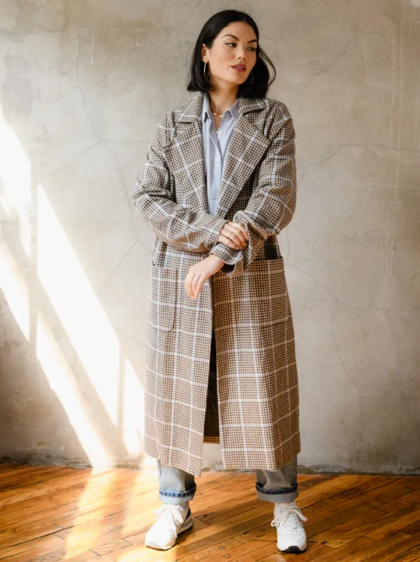 Marie Brushed Plaid Overcoat sold by Able