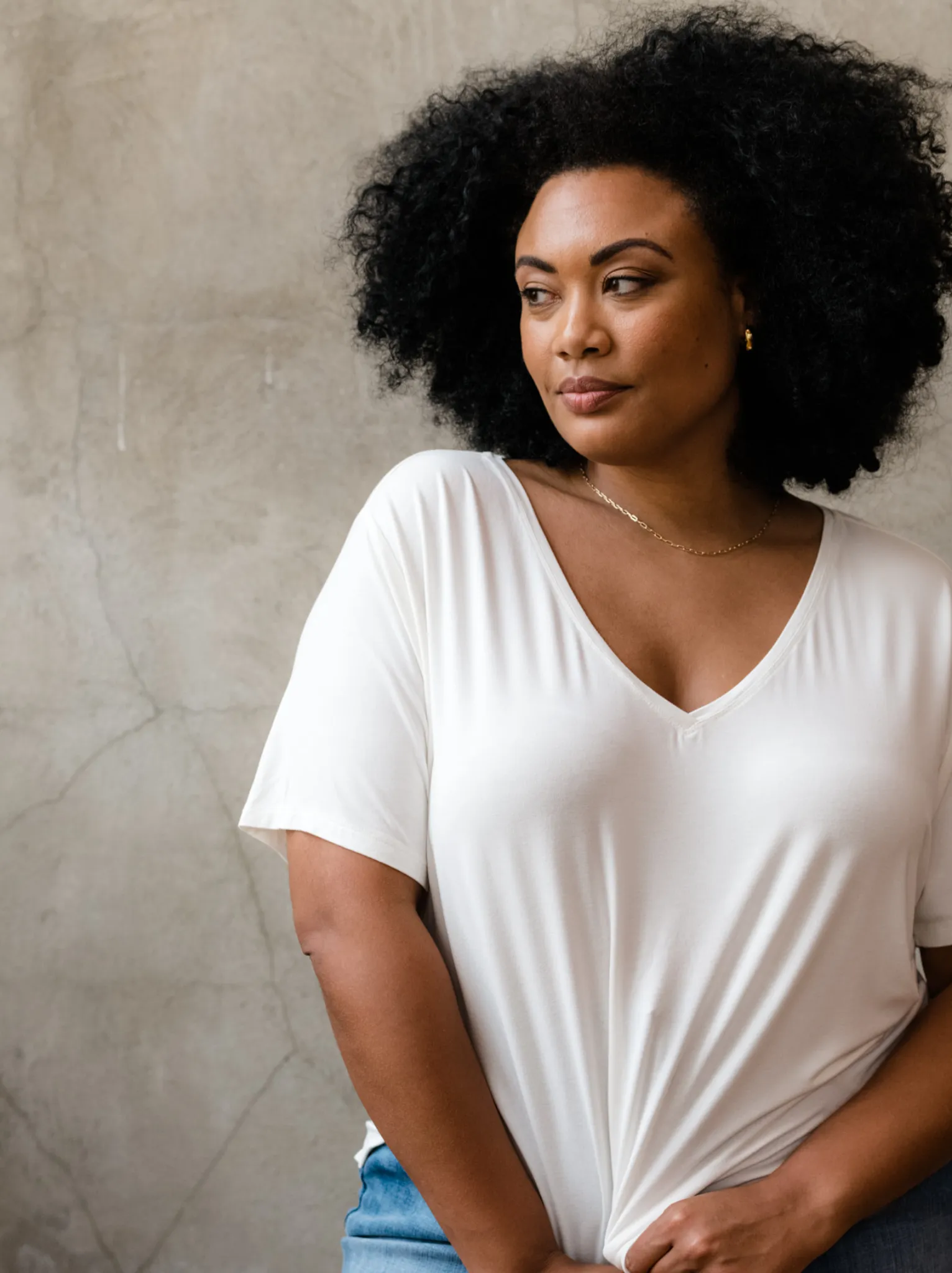 Meghan Drapey V-Neck Tee sold by Able