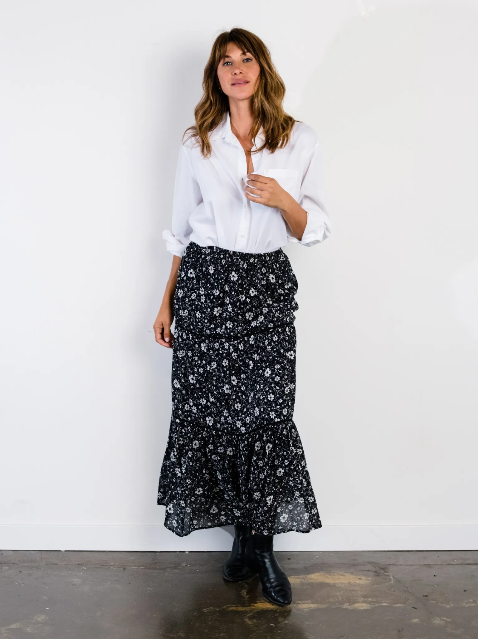 Erin Tiered Maxi Skirt sold by Able