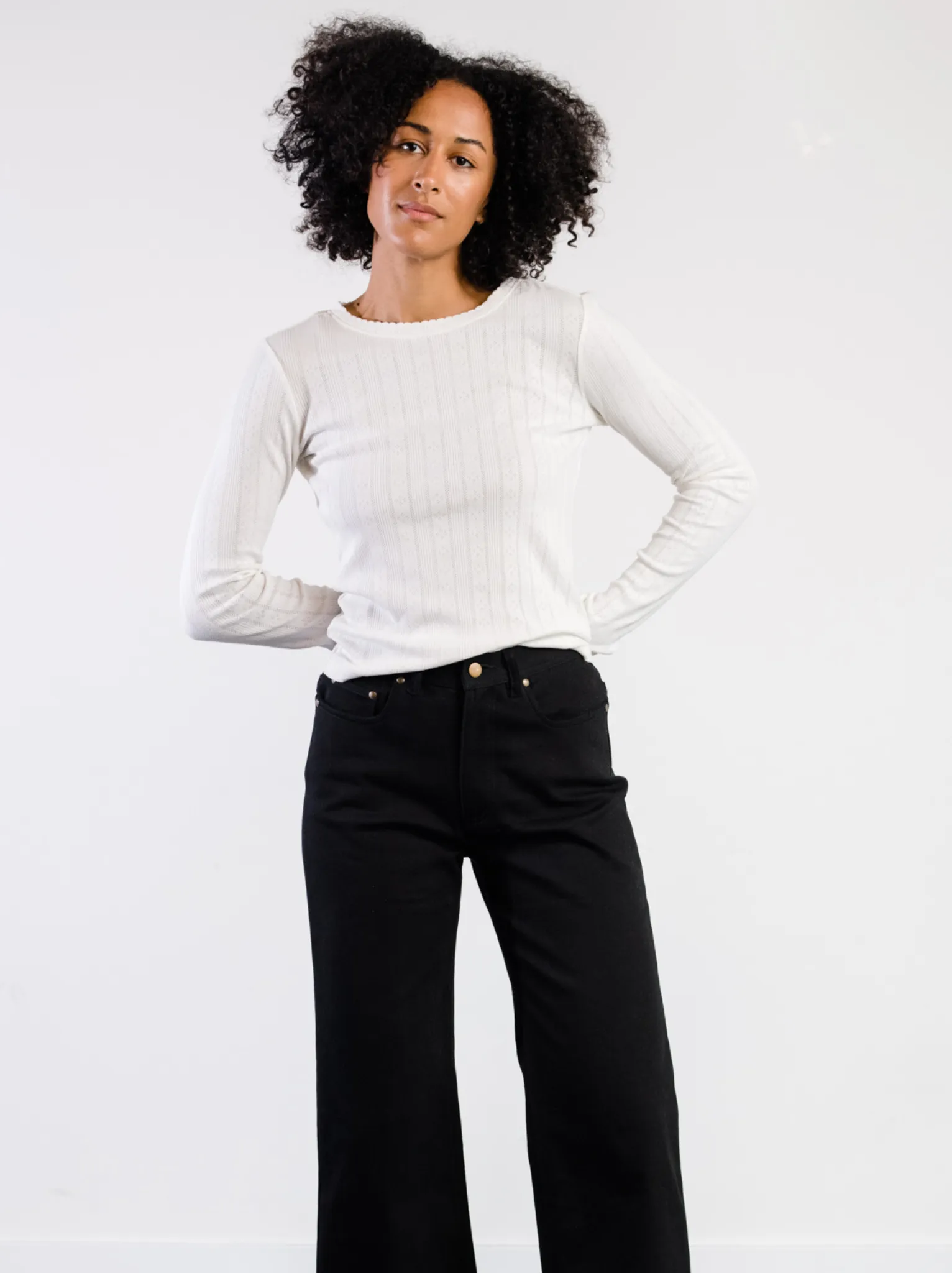 Harper Pointelle Knit Top sold by Able