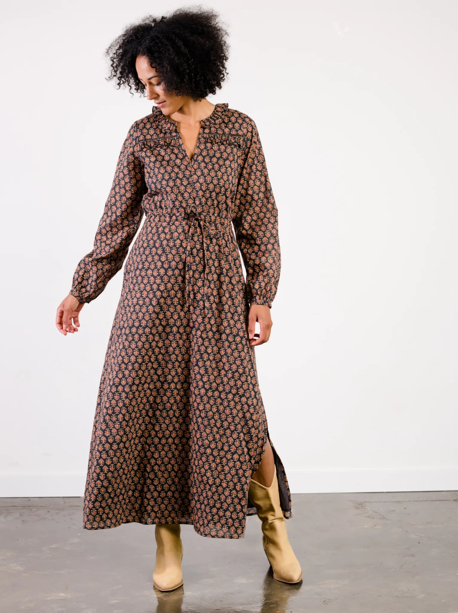 Caroline Ruffle Maxi Dress sold by Able