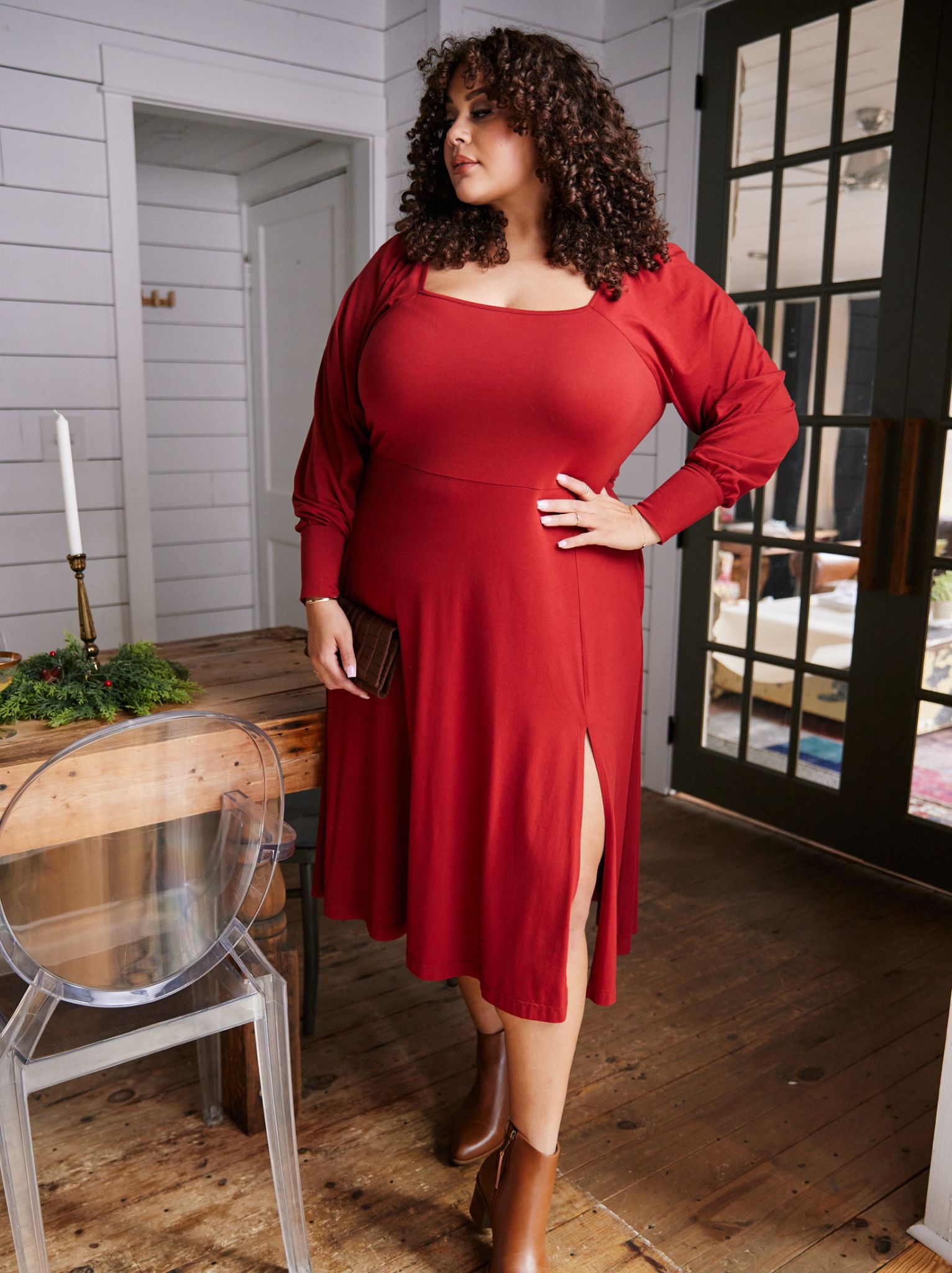 Rita Square Neck Midi Dress sold by Able