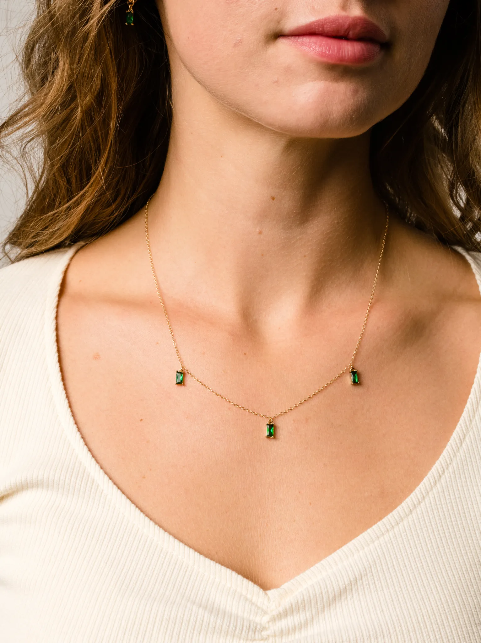 Triple Emerald Drop Necklace sold by Able product image thumbnail 2
