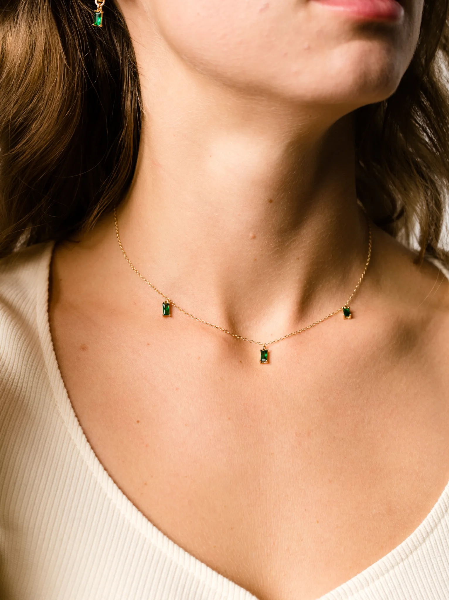 Triple Emerald Drop Necklace sold by Able product image thumbnail 3