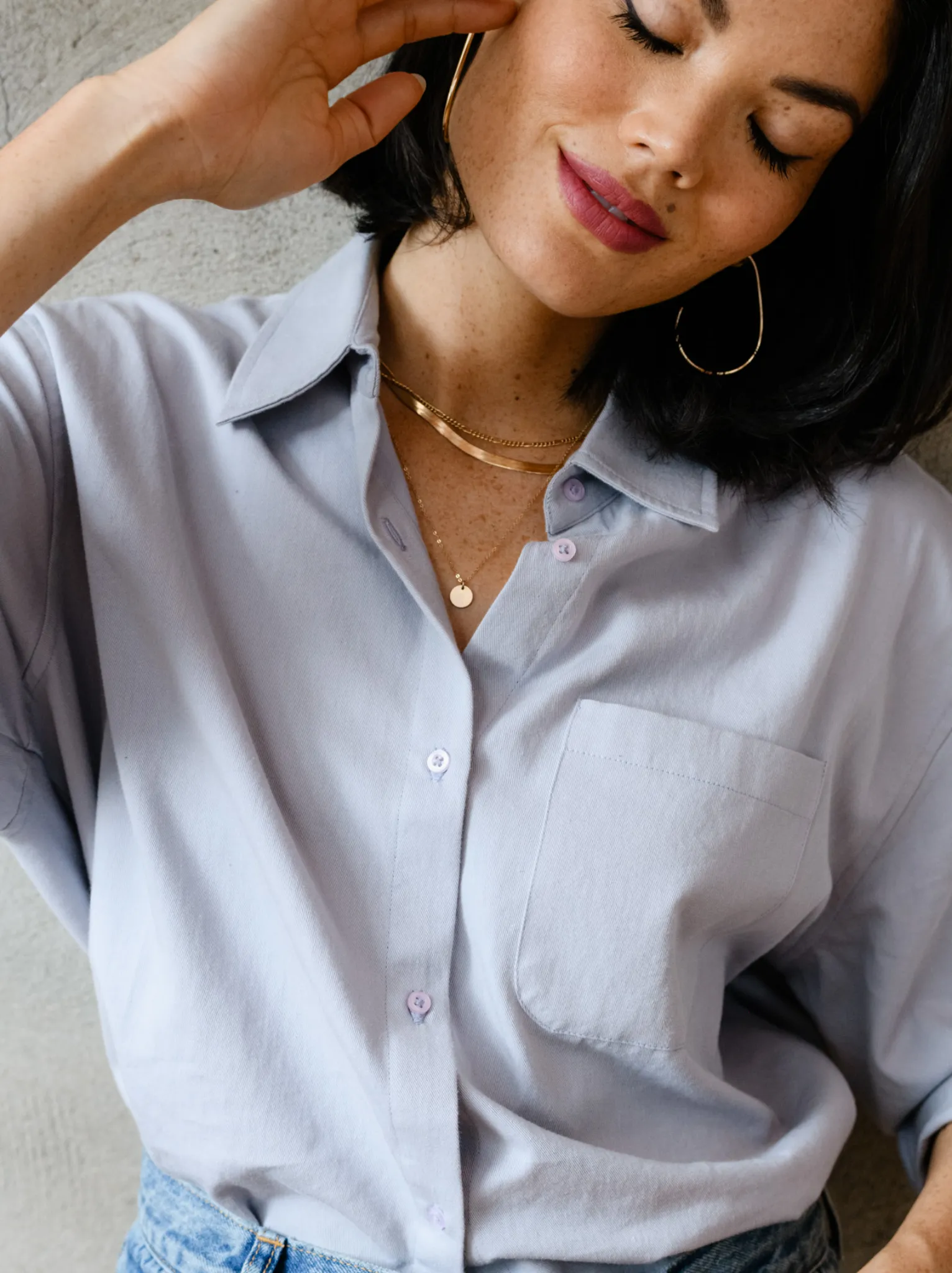 Harris Oversized Button Down Shirt: Zen Blue sold by Able product image thumbnail 4