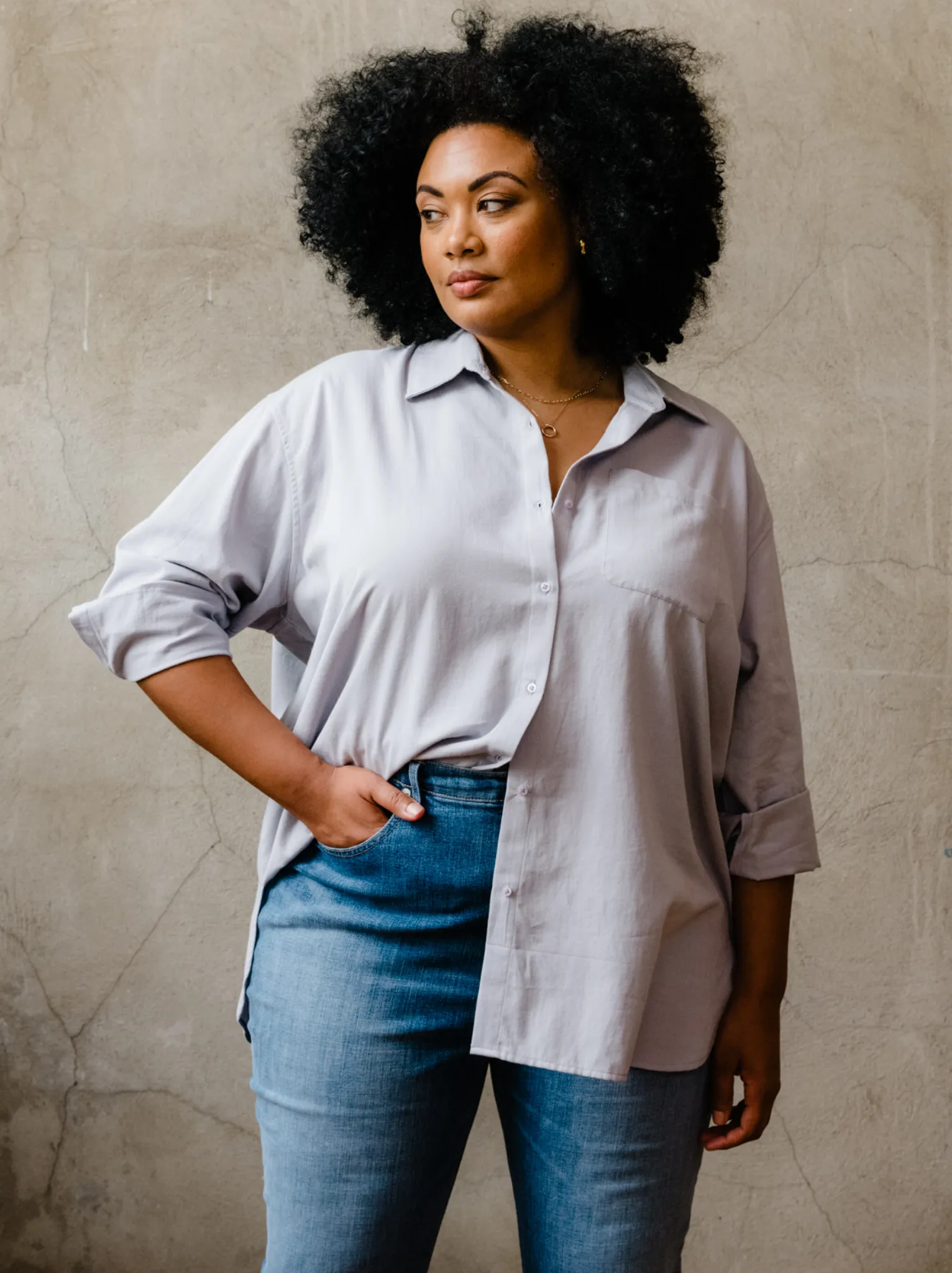 Harris Oversized Button Down Shirt: Zen Blue sold by Able product image thumbnail 2