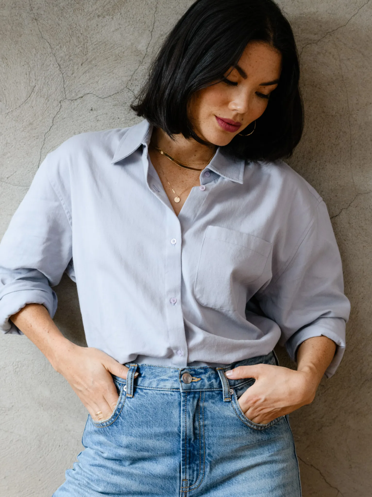 Harris Oversized Button Down Shirt: Zen Blue sold by Able