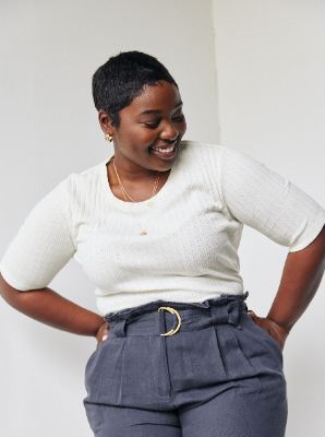 Theresa Pointelle Rib Tee sold by Able