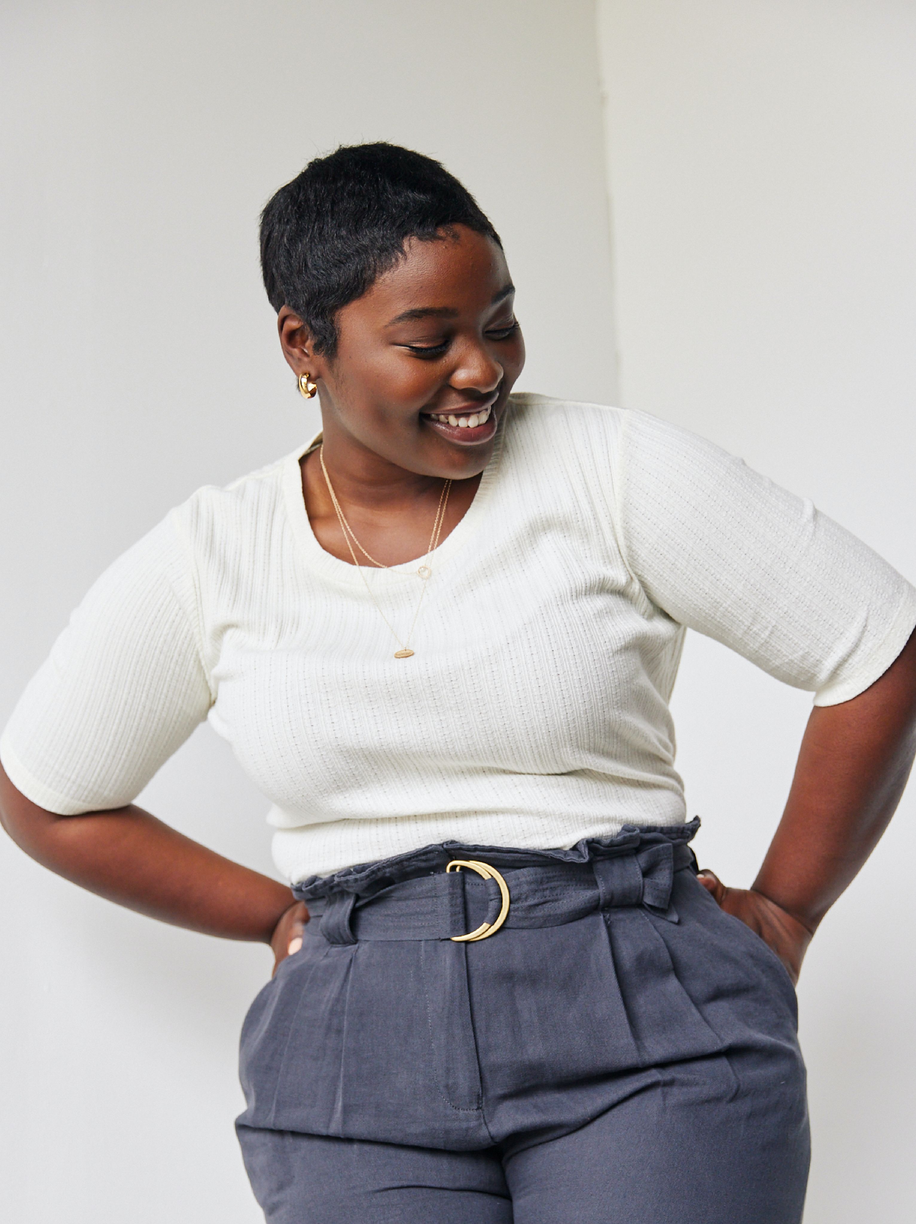 Theresa Pointelle Rib Tee sold by Able