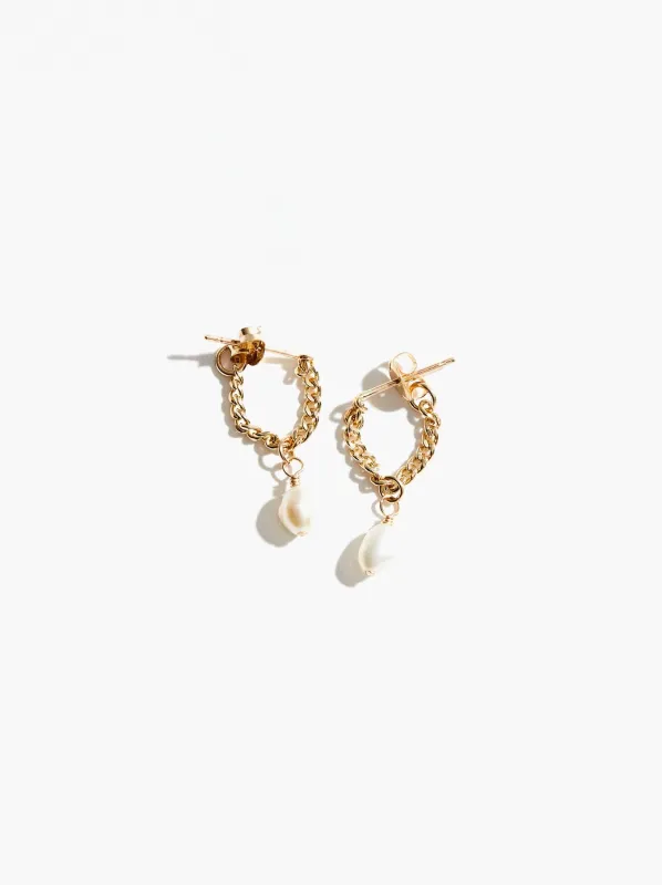 Pearl Drop Chain Earring sold by Able
