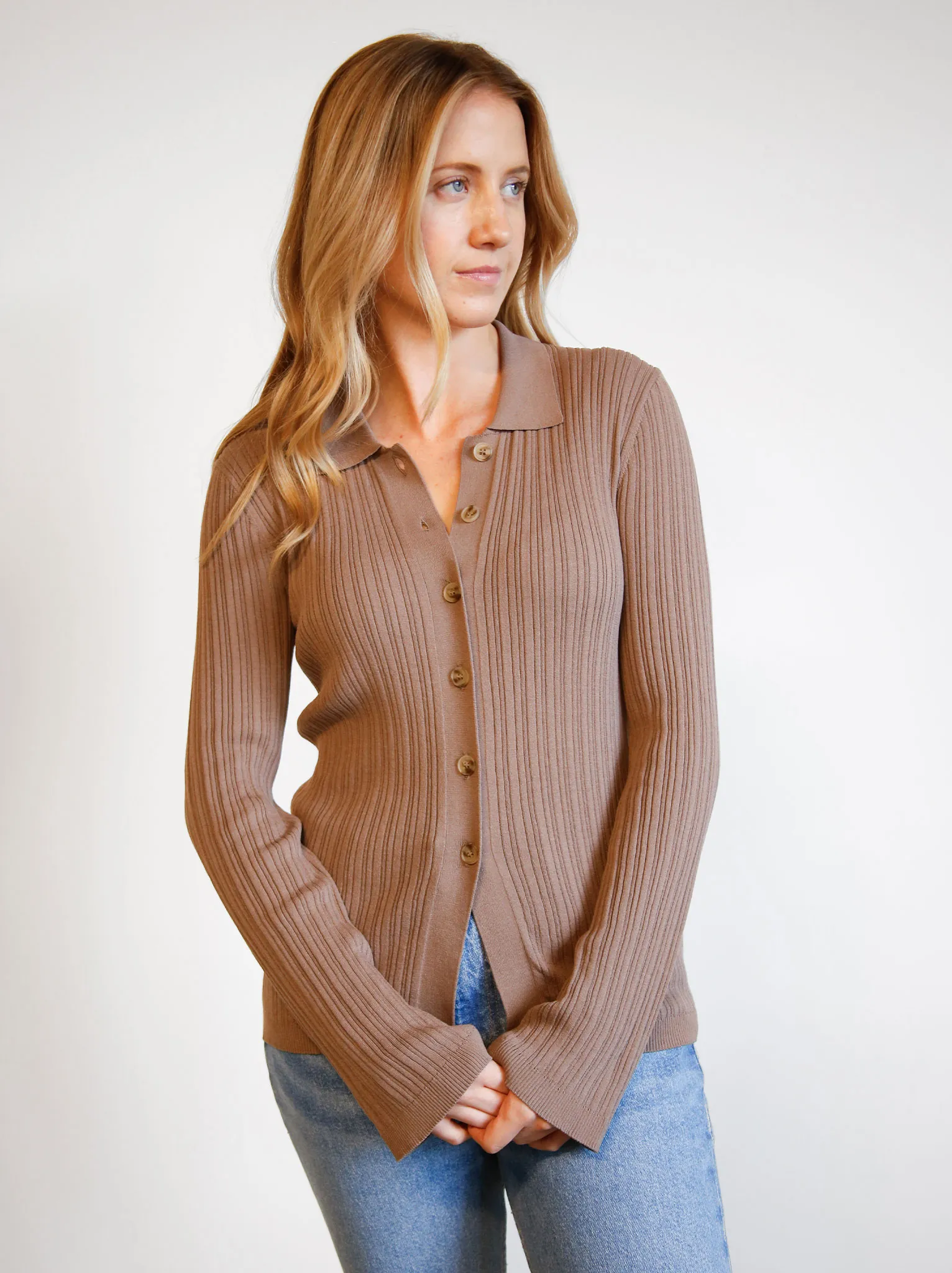 Serena Rib-Knit Cardigan sold by Able