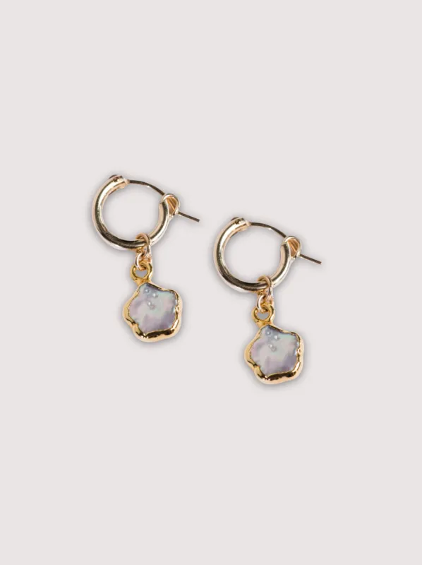 Pearl Flower Huggie Hoops sold by Able