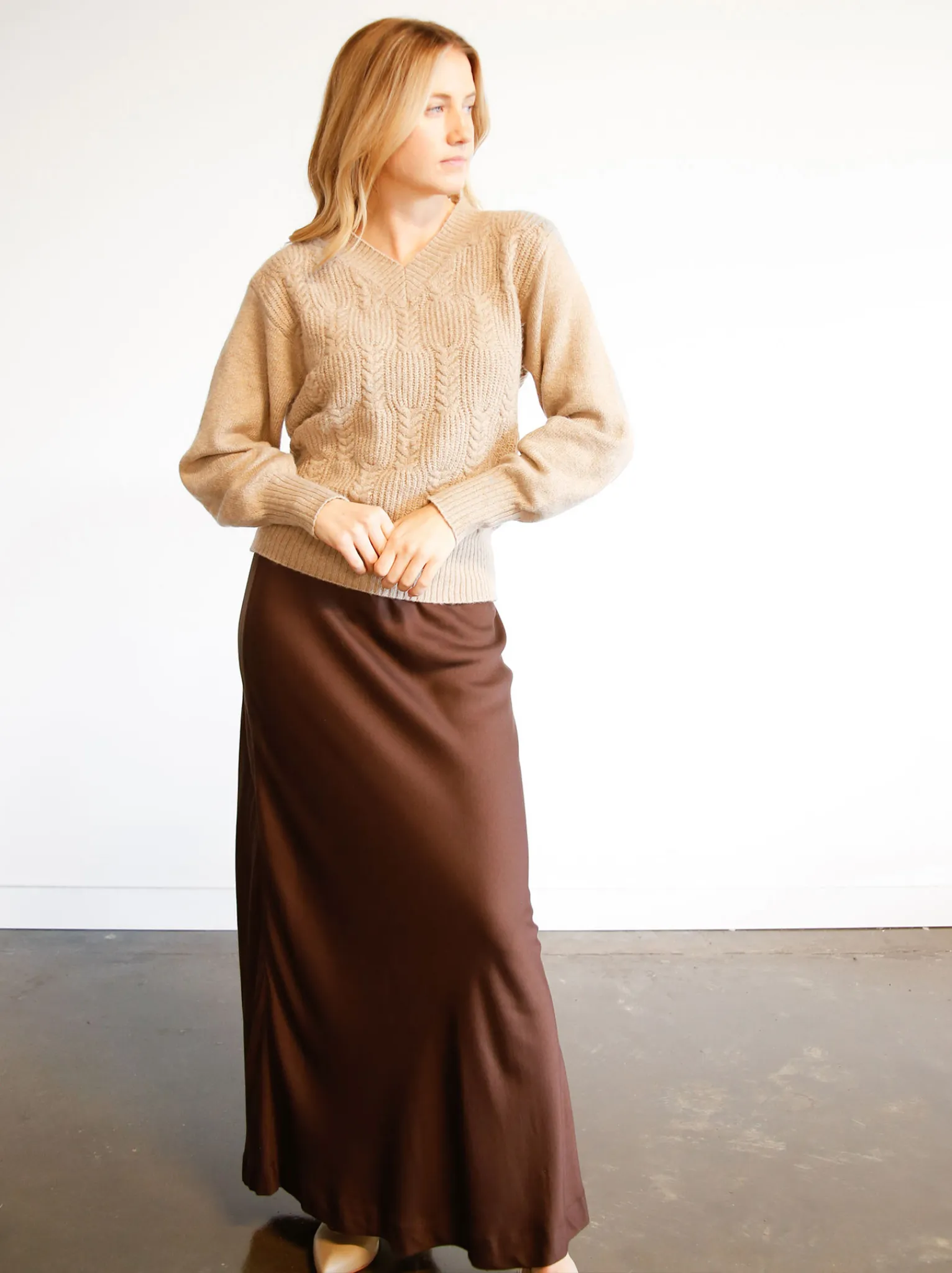 Lindsey Cable Pullover Sweater sold by Able