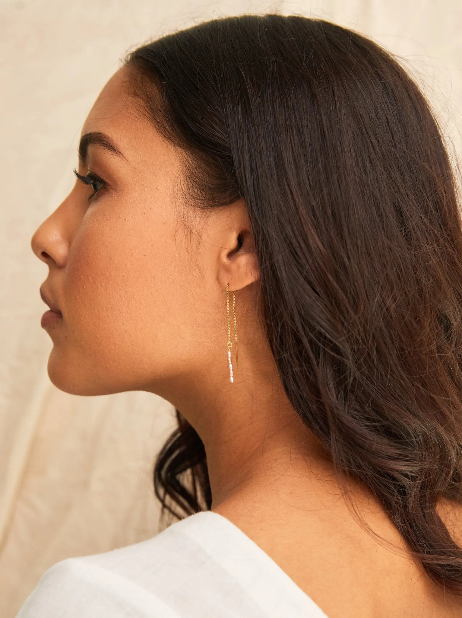 Pearl Dewdrop Threader Earrings sold by Able product image thumbnail 2